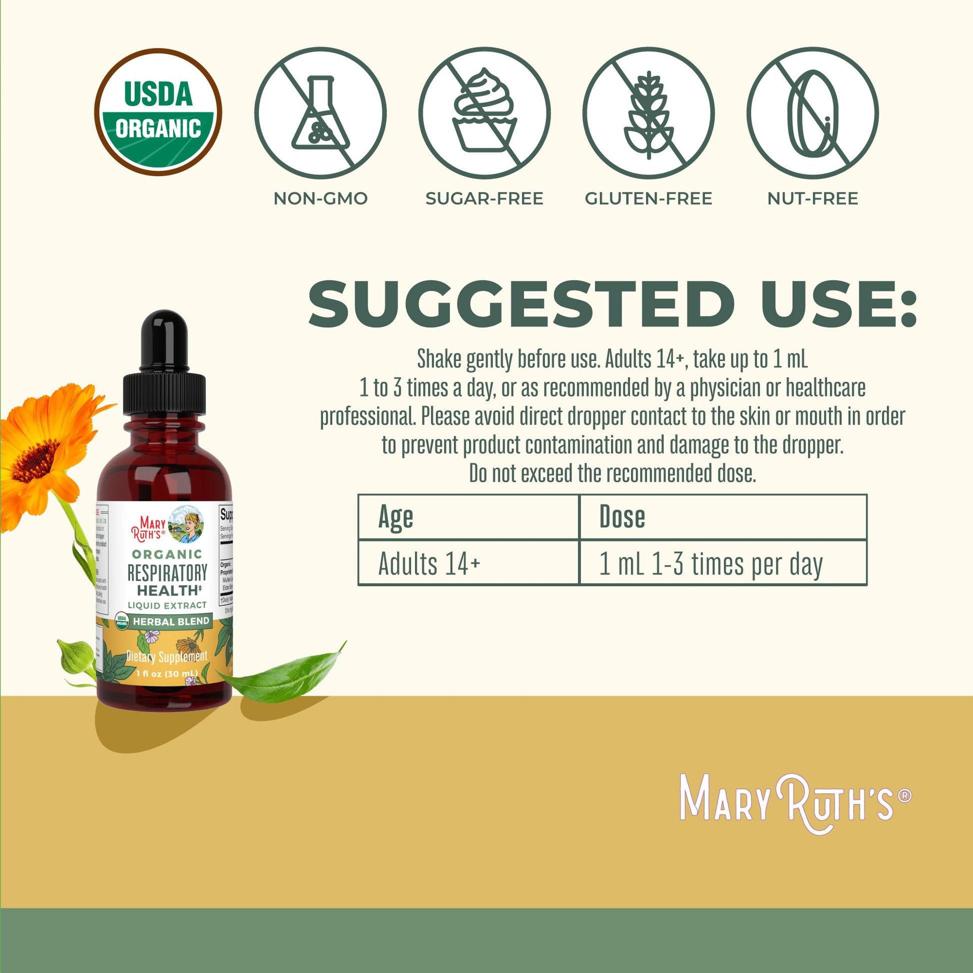 MaryRuth Organics USDA Organic Respiratory Health Liquid Drops with Mullein Leaf | Marshmallow Root & Elderberry | Mullein Drops for Lungs Herbal Blend | Immune Support Supplement | Vegan | 1 Fl Oz MARYRUTH'S uk supplements