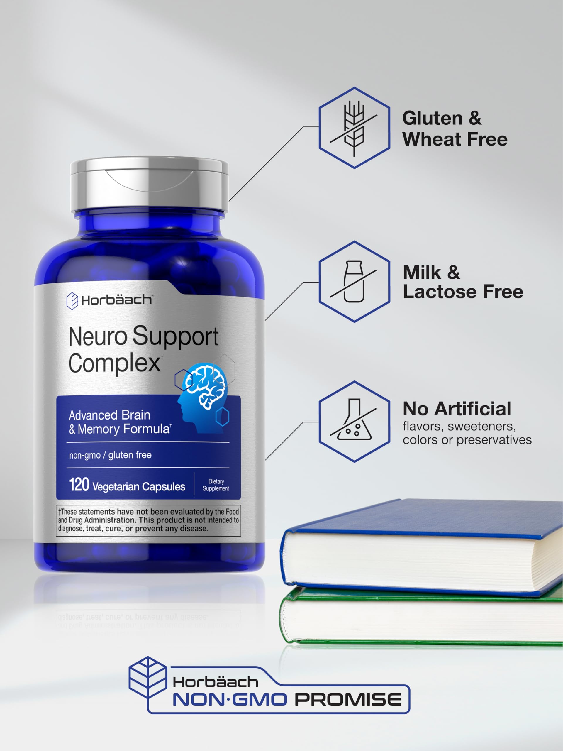 Horbäach Brain Supplement | 120 Capsules | with Phosphatidylserine & DMAE | Advanced Formula for Memory, Focus, Clarity | Vegetarian & Gluten Free | Neuro Support Horbäach uk supplements