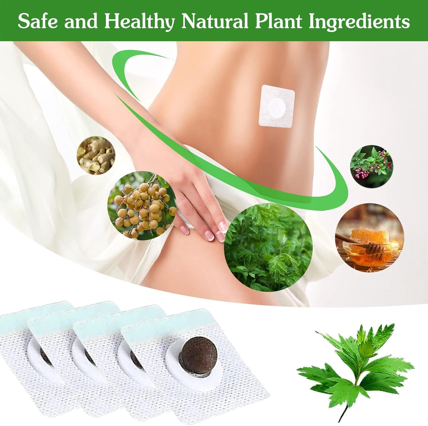 Mugwort Belly Patch,30Pcs Natural Wormwood Essence Pills and 30Pcs Belly Sticker, Moxa Hot BENJEN uk supplements