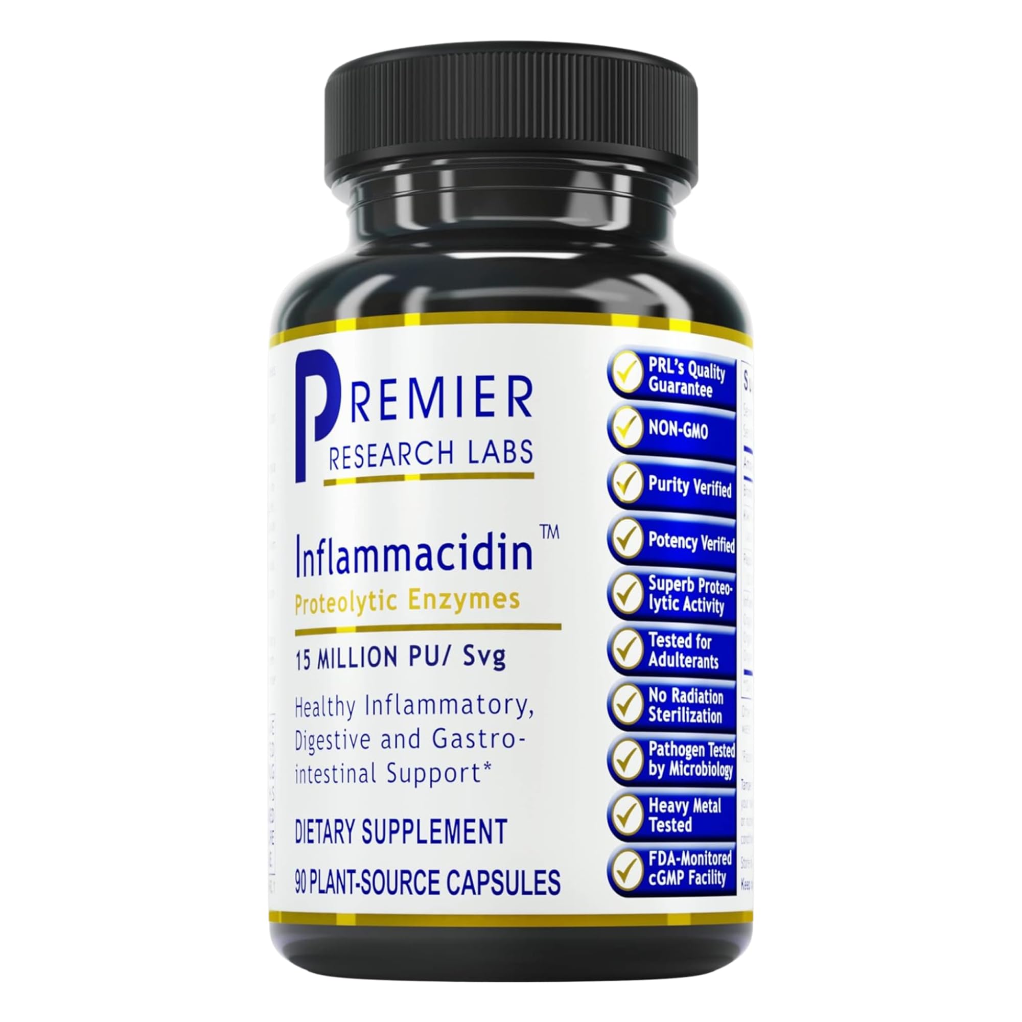 Premier Research Labs Inflammacidin - Digestive Enzymes, Papain from Papaya, and Bromelain Enzymes for Digestion, Plant Enzymes for Women & Men, Vegan Friendly - 90 Vegetarian Capsules Premier Research Labs uk supplements
