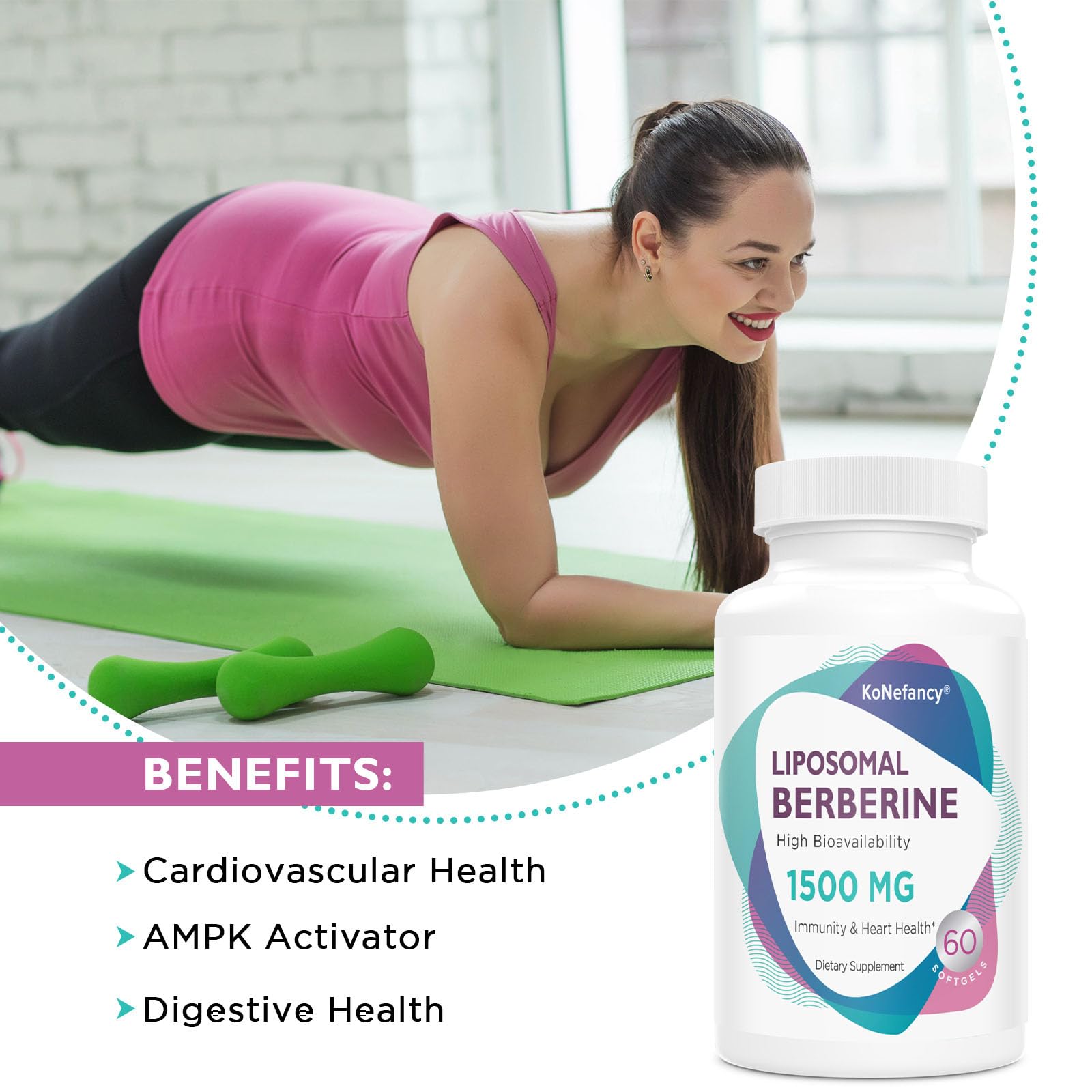 Berberine HCL Supplement 1500mg - High Bioavailability Liposomal Berberine Capsules KoNefancy uk supplements