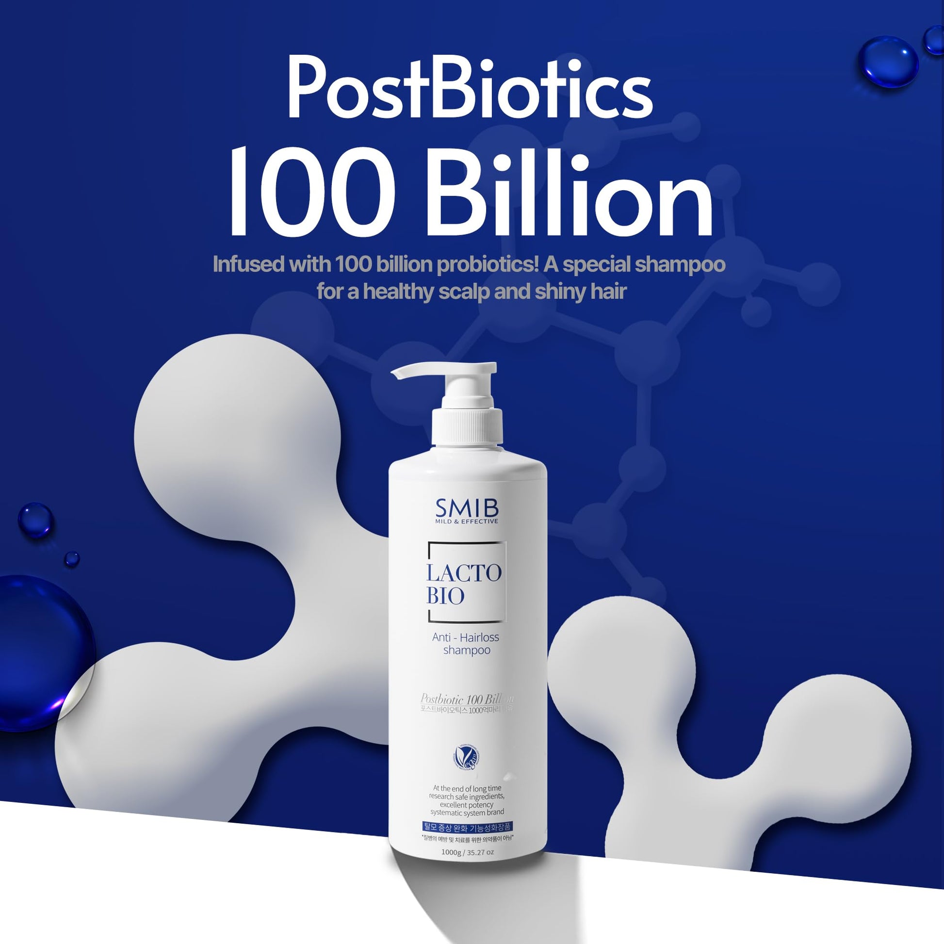 SMIB Lactobio Shampoo – With 100 Billion Postbiotics – For Fuller-Looking Hair and Scalp Care – Korean-Inspired Formula (35.27 oz) SMIB uk supplements