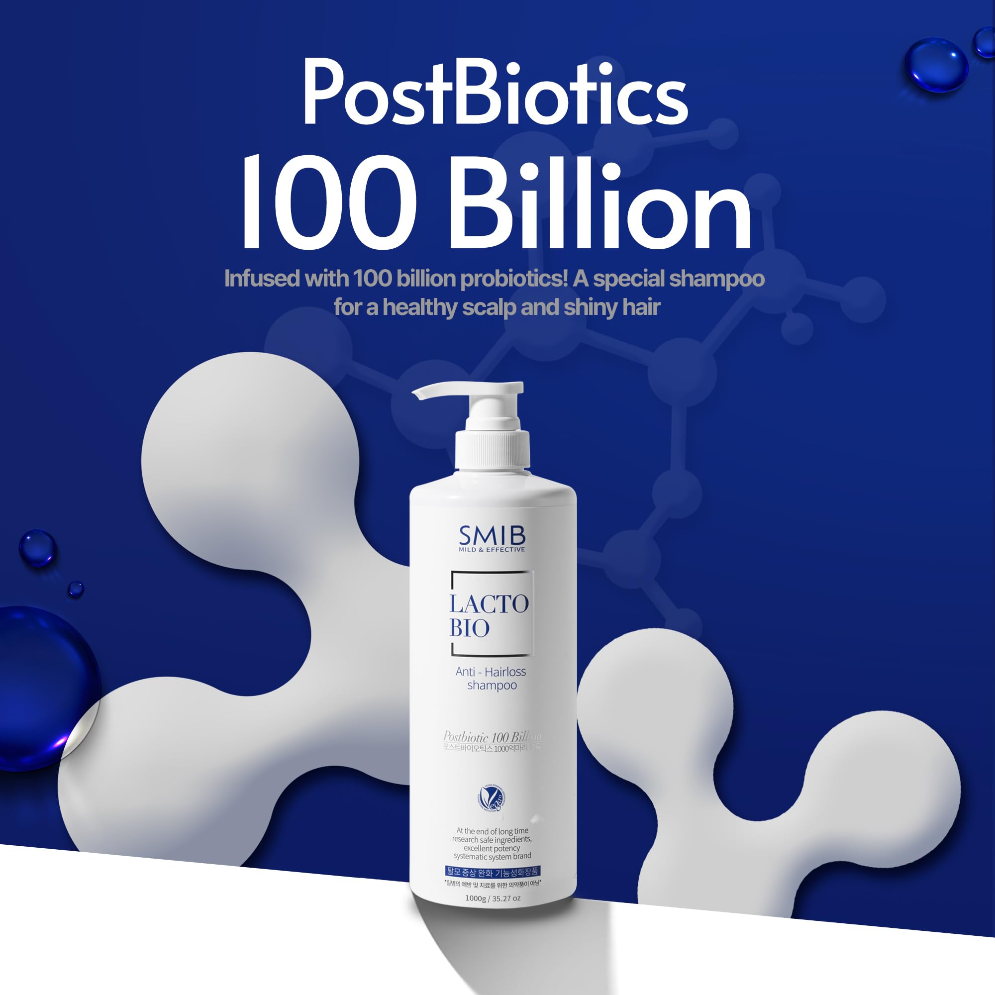 SMIB Lactobio Shampoo – With 100 Billion Postbiotics – For Fuller-Looking Hair and Scalp Care – Korean-Inspired Formula (35.27 oz) SMIB uk supplements