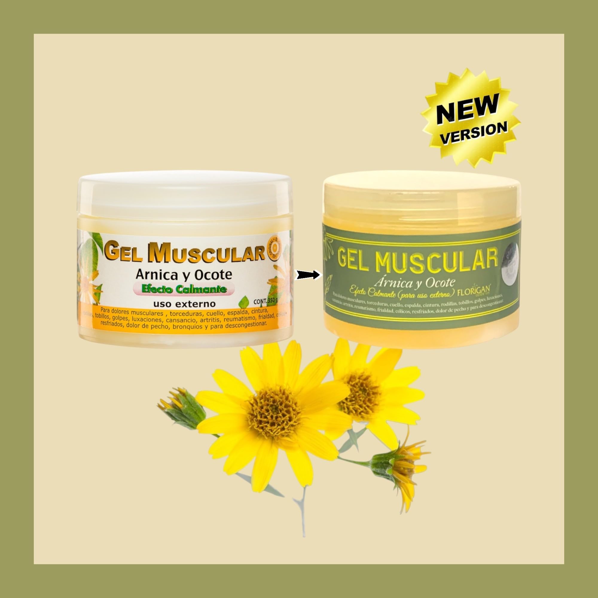 Arnica and Ocote Muscle Gel 350grs. Florigan uk supplements