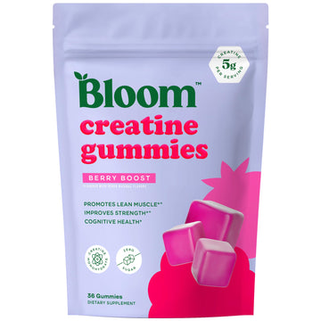 Bloom Creatine Monohydrate Gummies, 5g Per Serving, Sugar Free Creatine Gummy for Workout, Strength, Cognitive Health & Lean Muscle Support, Gluten Free & Non GMO, Berry Boost, 36 Gummies, 12 SVG Bloom Nutrition uk supplements
