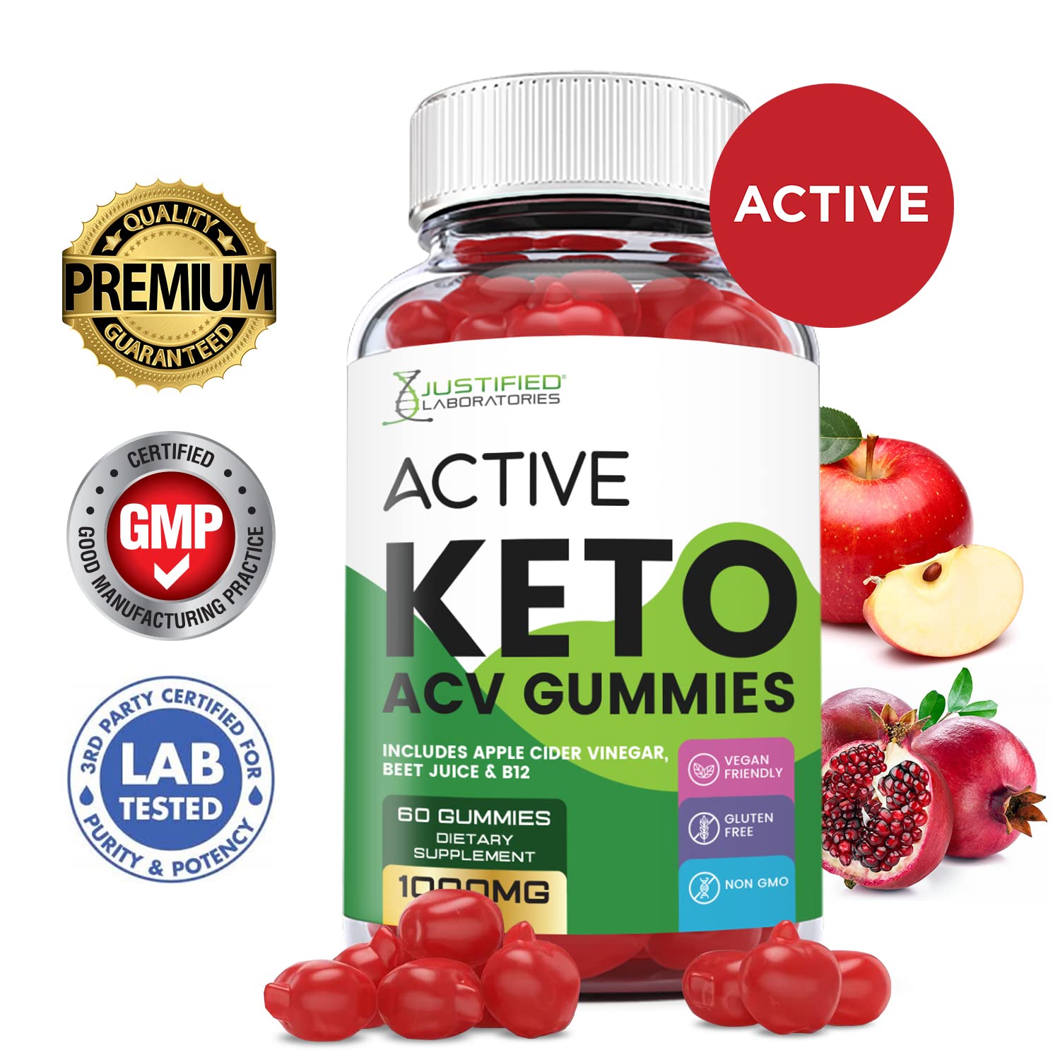 Justified Laboratories Active Keto ACV Gummies 1000MG with Pomegranate Juice Beet Justified Laboratories uk supplements