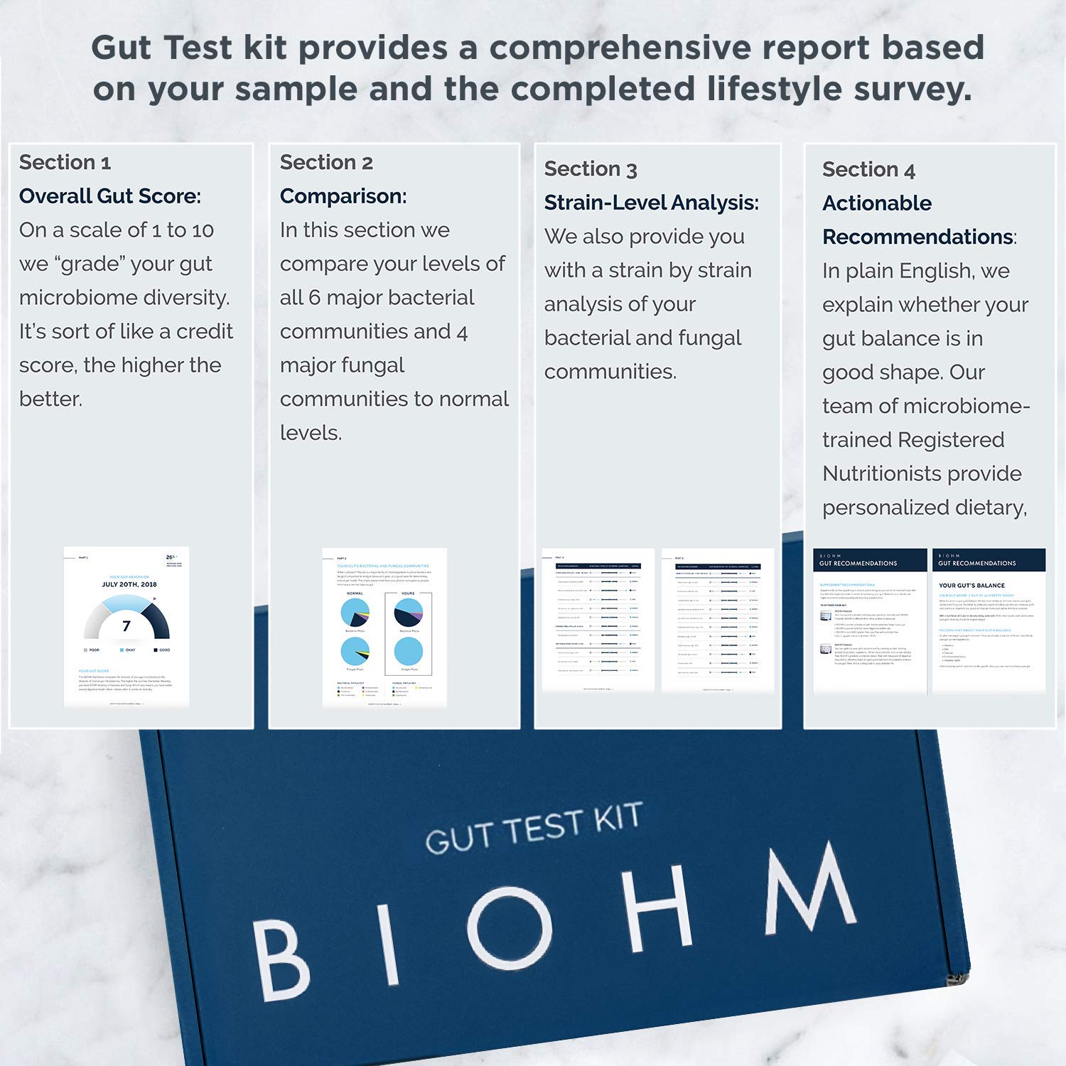BIOHM Gut Health Test Kit for Microbiome and Digestive Health Analysis, Home Test Kit with Gut Score, Easy-to-Read Results and Actionable Recommendations BIOHM uk supplements