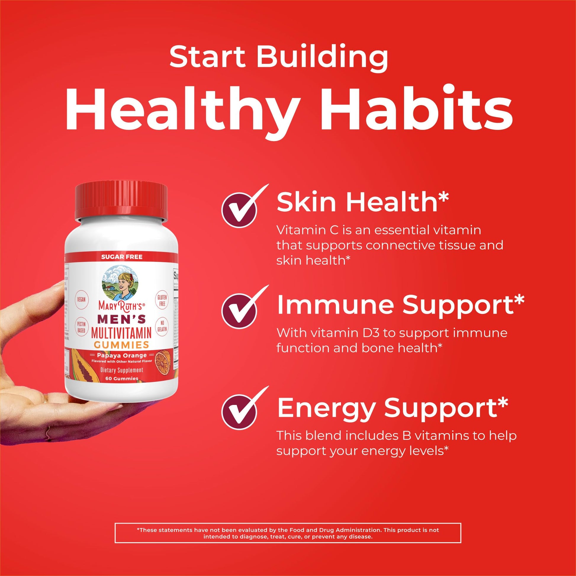 MaryRuth's Multivitamin Gummies for Men | Vitamin A, C, D, E, B6, B12, Biotin, Zinc | Energy Metabolism | Immunity | Bone Health | Cellular Health | Vegan | Non-GMO | Gluten & Sugar Free | 60 Count MARYRUTH'S uk supplements