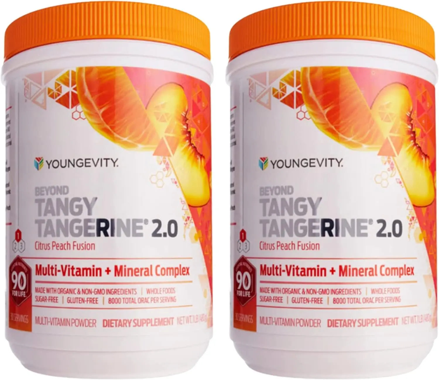 Youngevity Beyond Tangy Tangerine 2.0 Citrus Peach Ultimate Multi-Vitamin & Mineral Complex - Made with Natural & Whole Foods | 8,000 ORAC | 2 Canisters Youngevity uk supplements