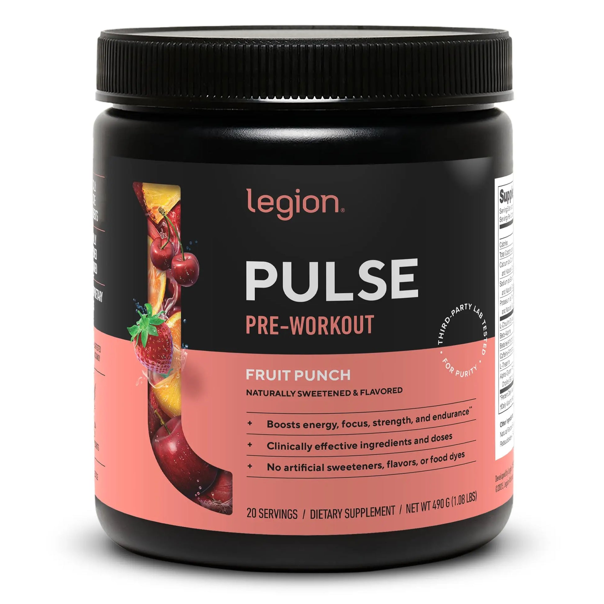 LEGION Pulse Pre Workout Supplement - All Natural Nitric Oxide Preworkout Drink to Boost Energy, Creatine Free, Naturally Sweetened, LEGION uk supplements