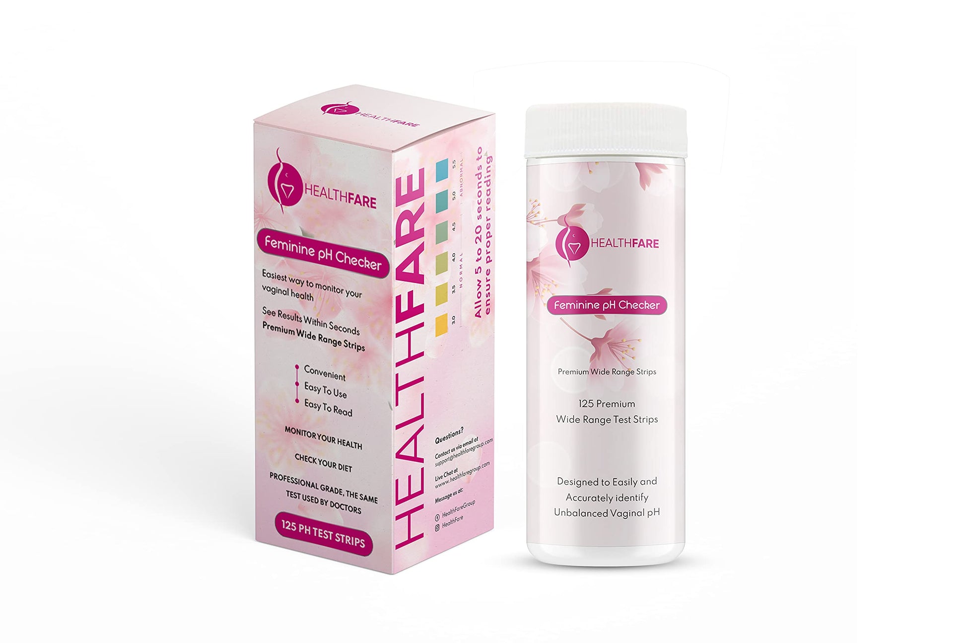 Healthfare Feminine pH Checker Test Strips to Monitor Intimate Health, Balance pH Level 3.0-5.5 Healthfare uk supplements