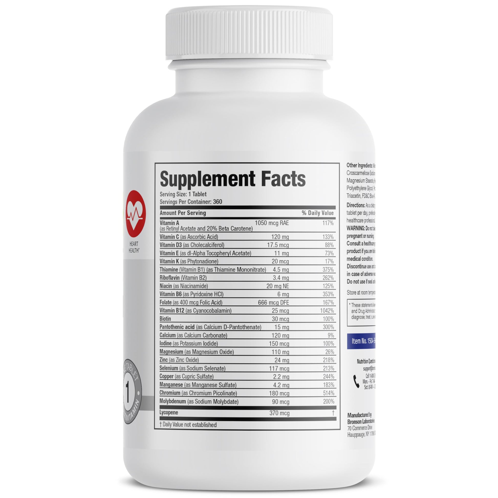 Bronson ONE Daily Mens 50+ Complete Multivitamin Multimineral, 360 Tablets Bronson uk supplements