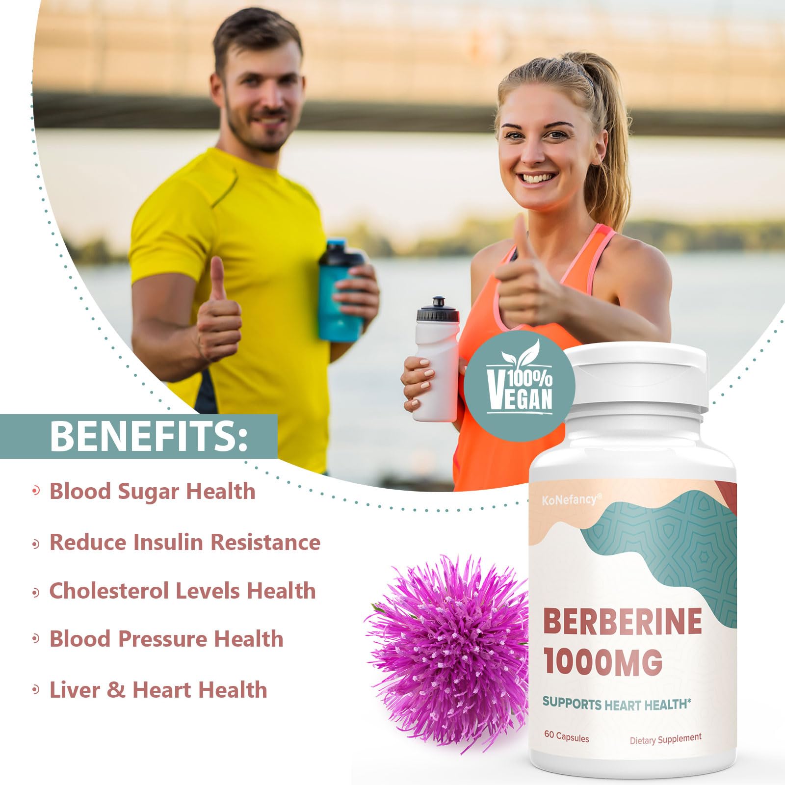 KoNefancy Berberine HCL Supplement 1000mg, High Absorption Berberine Plus Vegan KoNefancy uk supplements