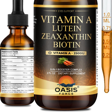 OASIS FORCE 6 in 1 Vitamin A Liquid Drops with Lutein & Zeaxanthin, Vita A Retinyl Palmitate for Skin, Vision & Immune Support, Adults & Kids Ages 6+, Vegan, Non-GMO, 2 Fl Oz OASIS FORCE uk supplements