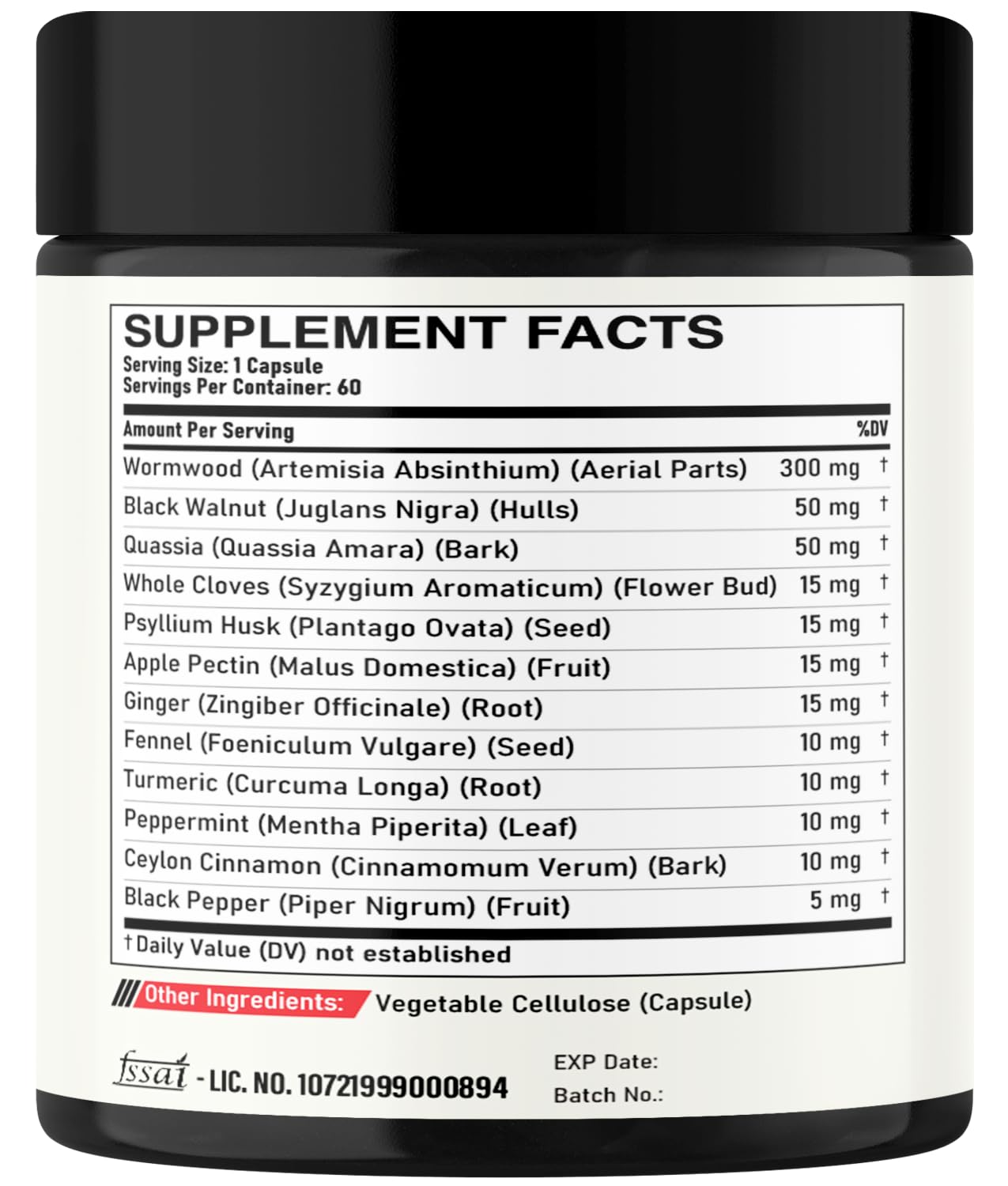 DEDICAD 12in1 Wormwood Capsules Black Walnut Cloves, Ginger, Turmeric Curcumin & Black Pepper - Immune System - 60 Capsules DEDICAD uk supplements