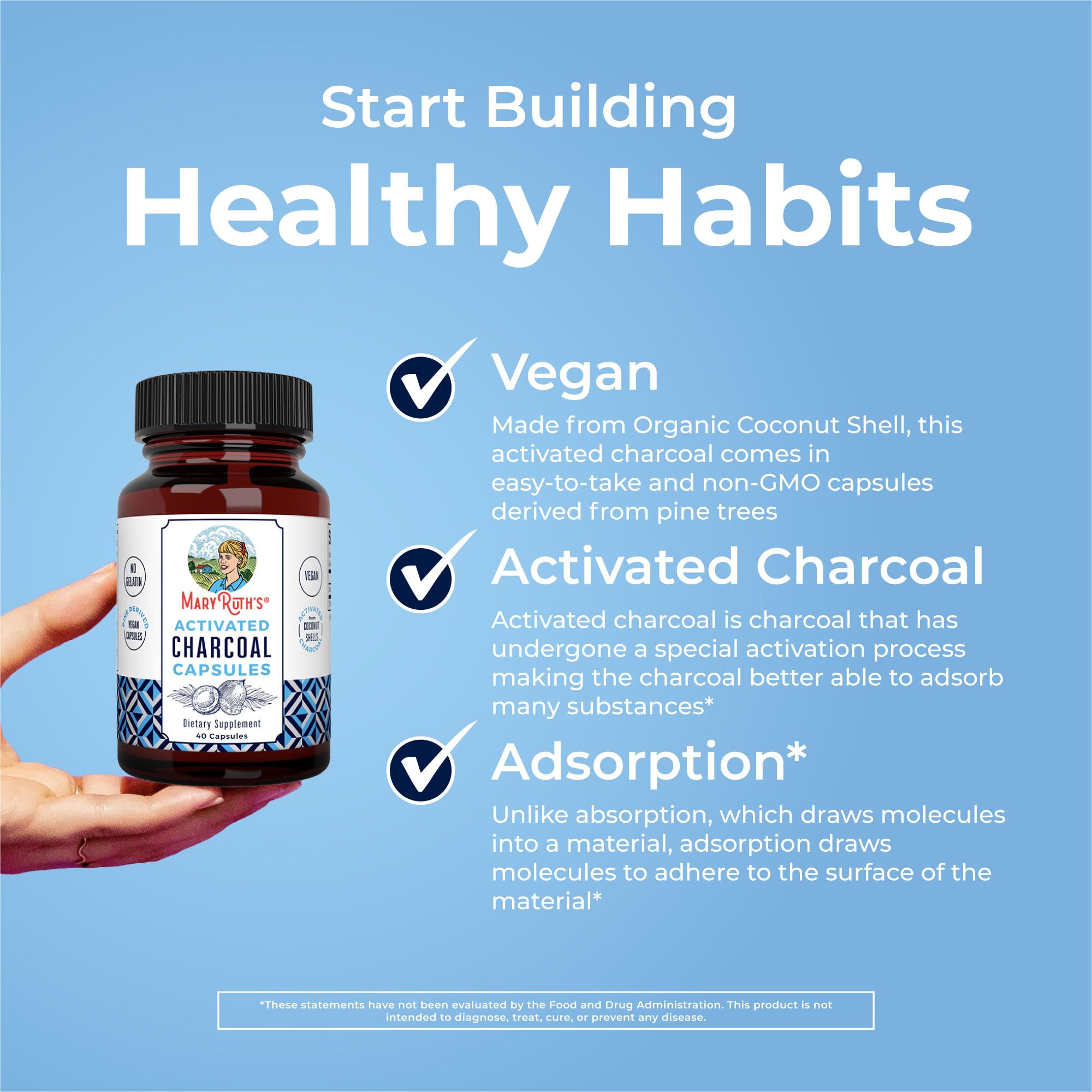 MaryRuth Organics Activated Charcoal Capsules | Substance Adsorption | Derived from Coconut Shells | Vegan Capsules from Pine Trees | Non-GMO | Gluten Free | 40 Count MARYRUTH'S uk supplements