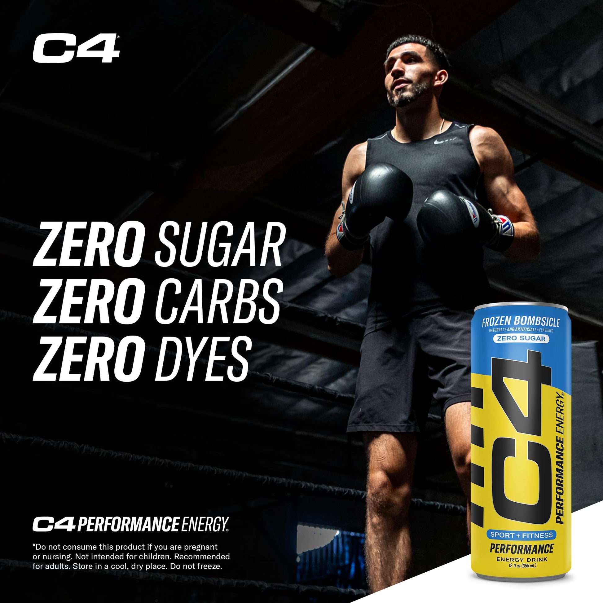 C4 Energy Drink 12oz (Pack of 24) - Frozen Bombsicle - Sugar Free Pre Workout Performance Cellucor uk supplements