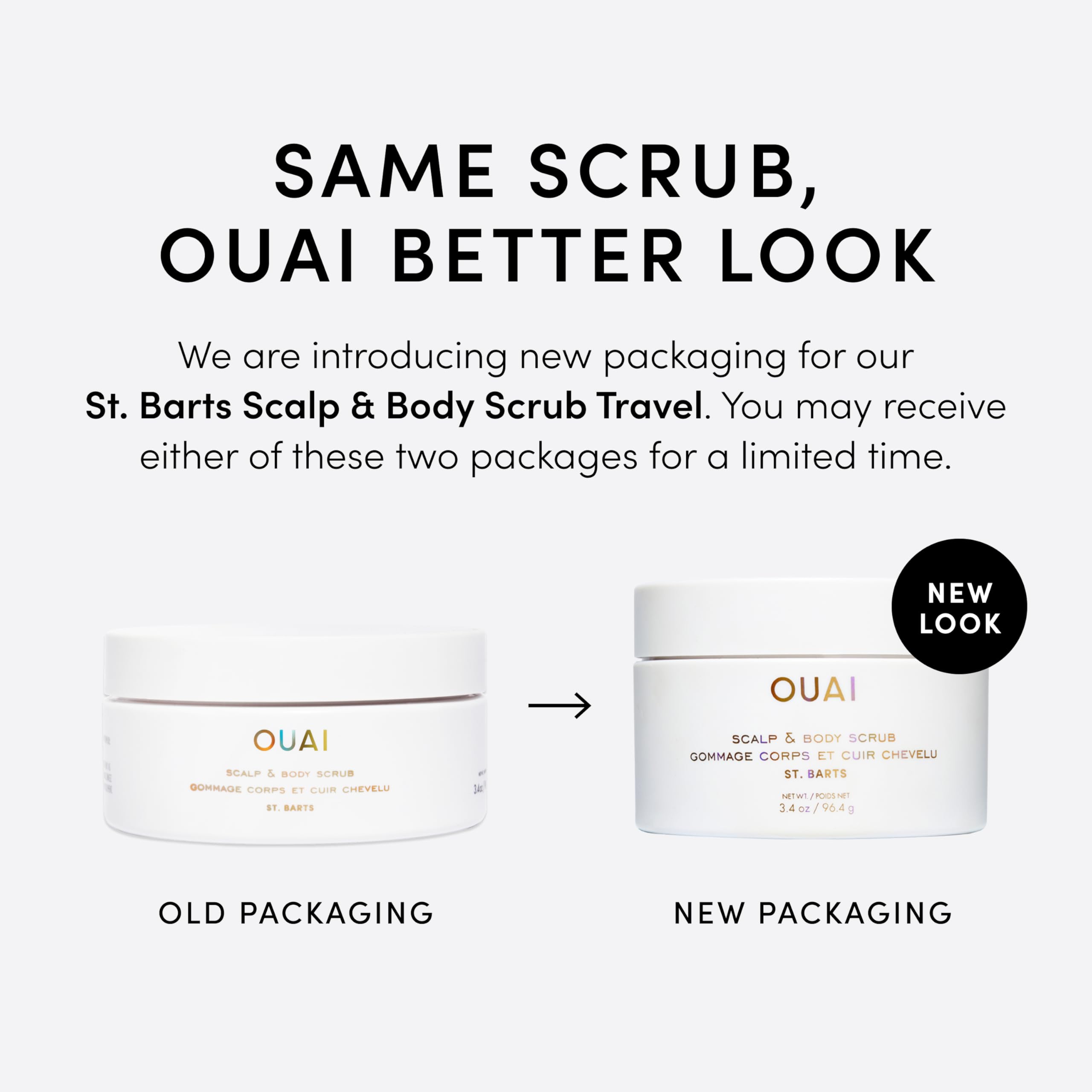 OUAI Scalp & Body Scrub, St. Barts Travel Size - Exfoliating Body Scrub with Sugar & Coconut Oil Blend for Smooth, Moisturized Skin - Gentle Scalp Exfoliator for Removing Product Build Up (3.4 oz) OUAI uk supplements