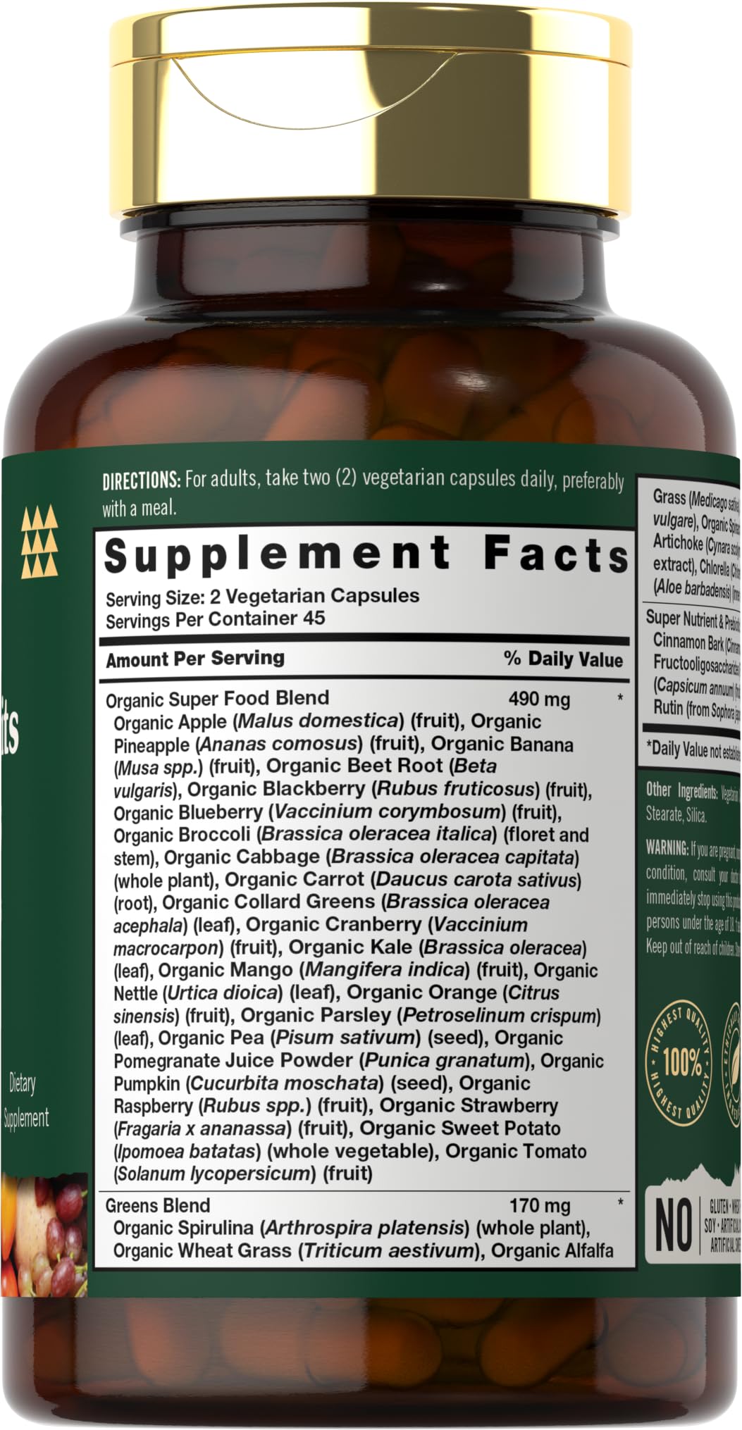 Tahoe Nutritionals Super Fruits and Veggies Capsules | 90 Count | Vegetarian, Non-GMO and Gluten Free Supplement Tahoe Nutritionals uk supplements