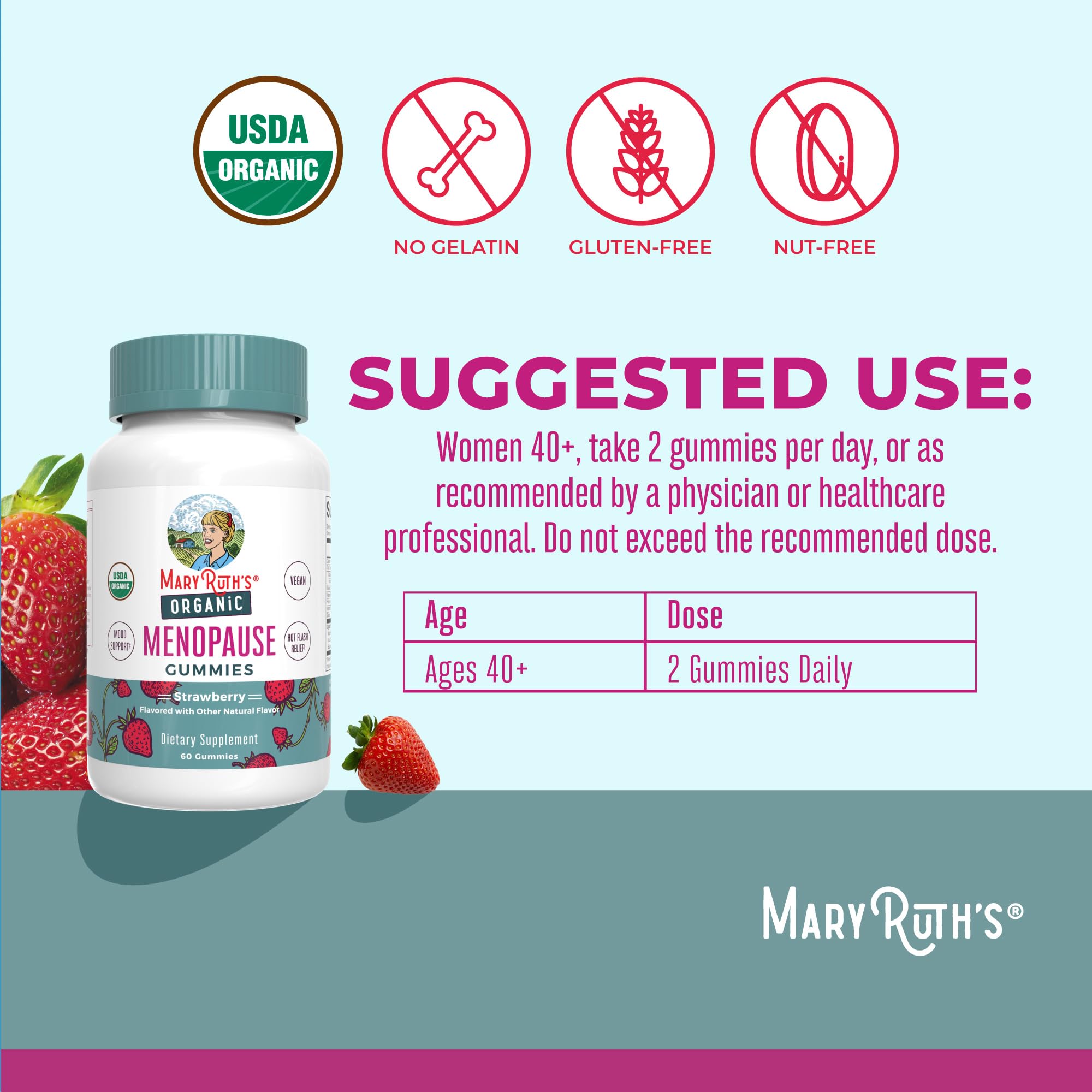 Organic Menopause Gummies by MaryRuth's | Menopause Supplements for Women | Mood Support | Hot Flash Relief | Maca Root | Black Cohosh | USDA Organic | Non-GMO | Vegan | 30 Servings MARYRUTH'S uk supplements