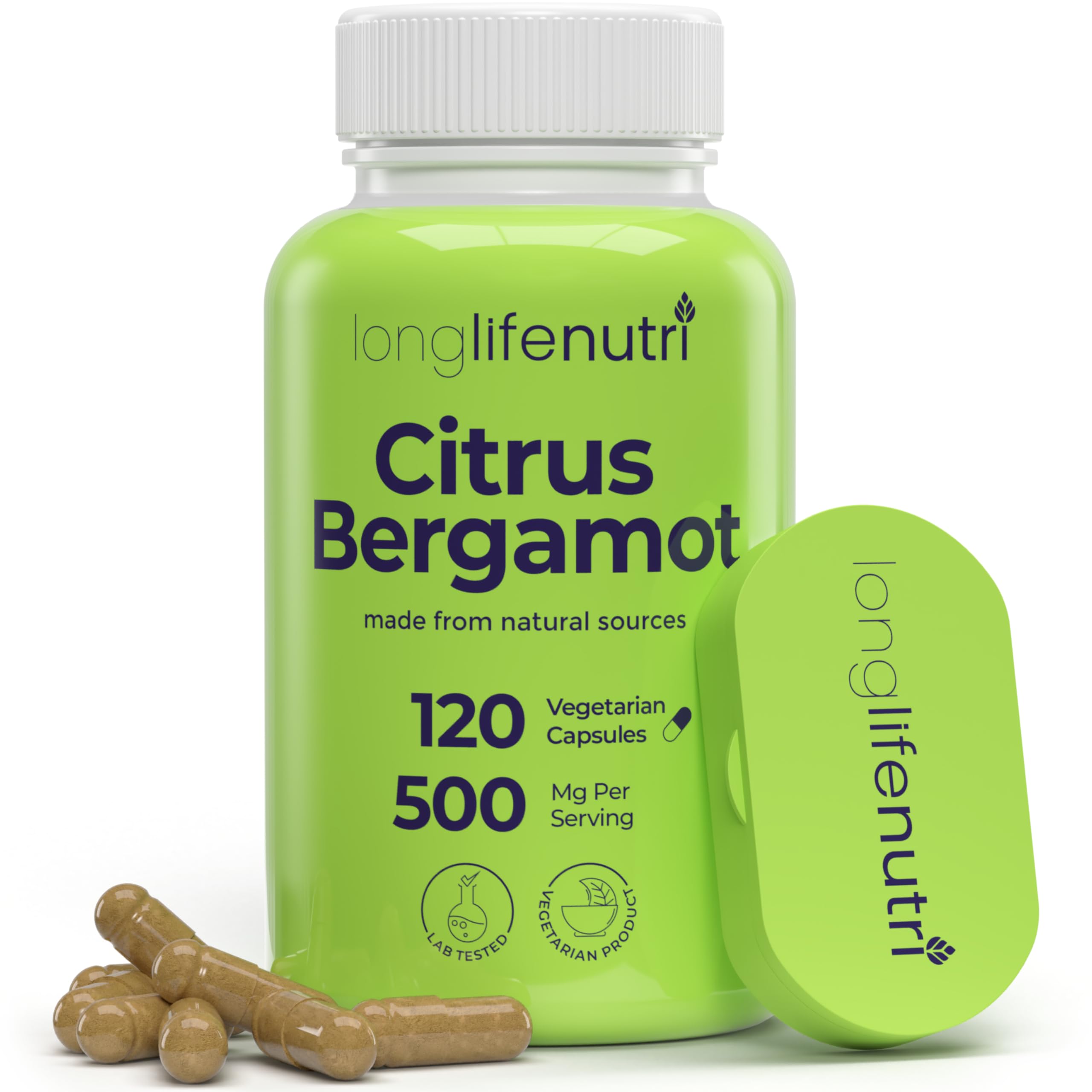 LongLifeNutri Citrus Bergamot Extract 500mg - 120 Vegetarian Capsules, 40% Polyphenolic Flavanones, 4-Month Supply, Plant-Based Anti-Oxidant, Tested, Made in USA LongLifeNutri uk supplements
