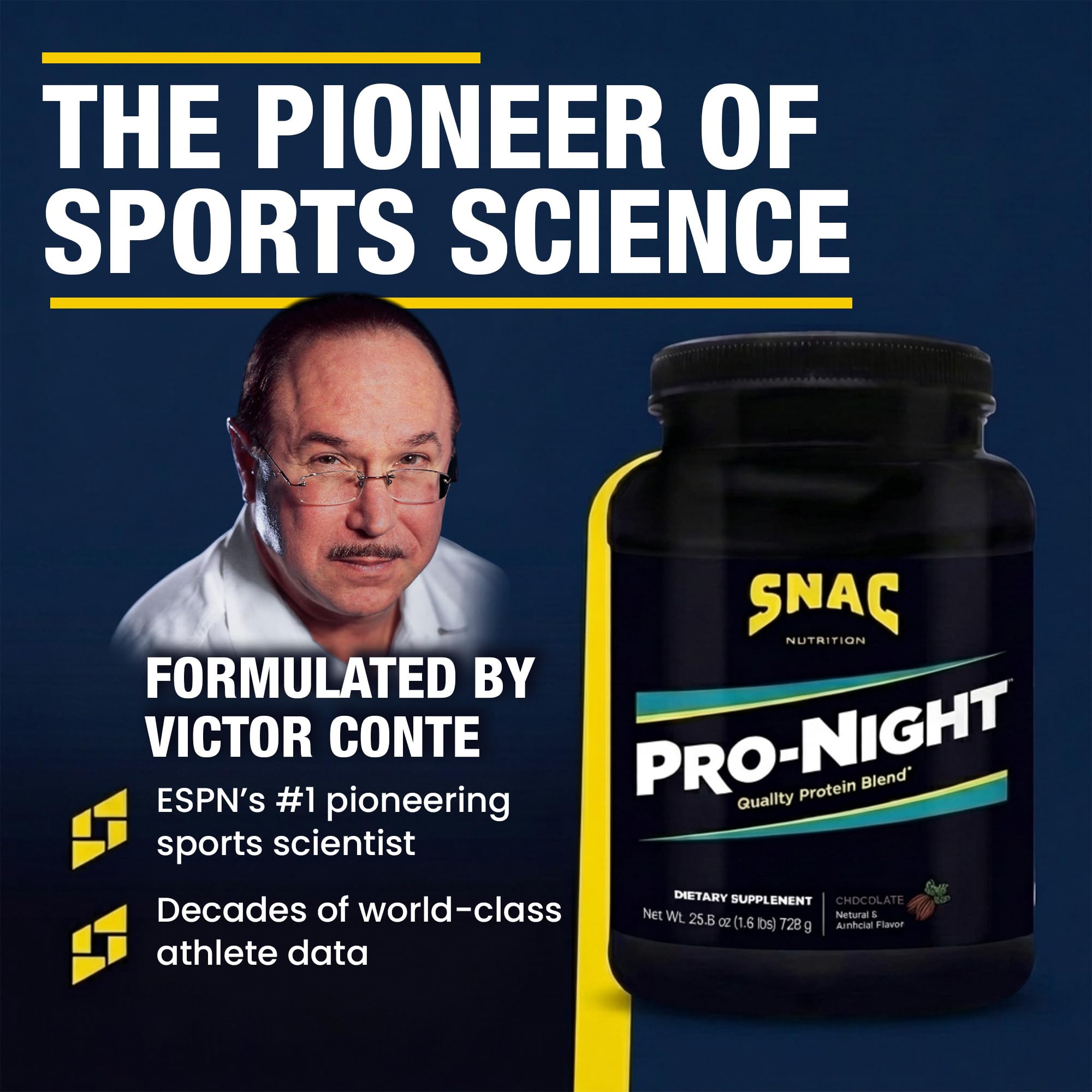 SNAC Pro-Night Protein Powder Blend - Quality Protein Powder for Men and Women, Nighttime Recovery, High Protein Supplement, Supports Muscle Repair, 26g Protein per Serving, Chocolate Flavor, 1.6 lbs SNAC uk supplements