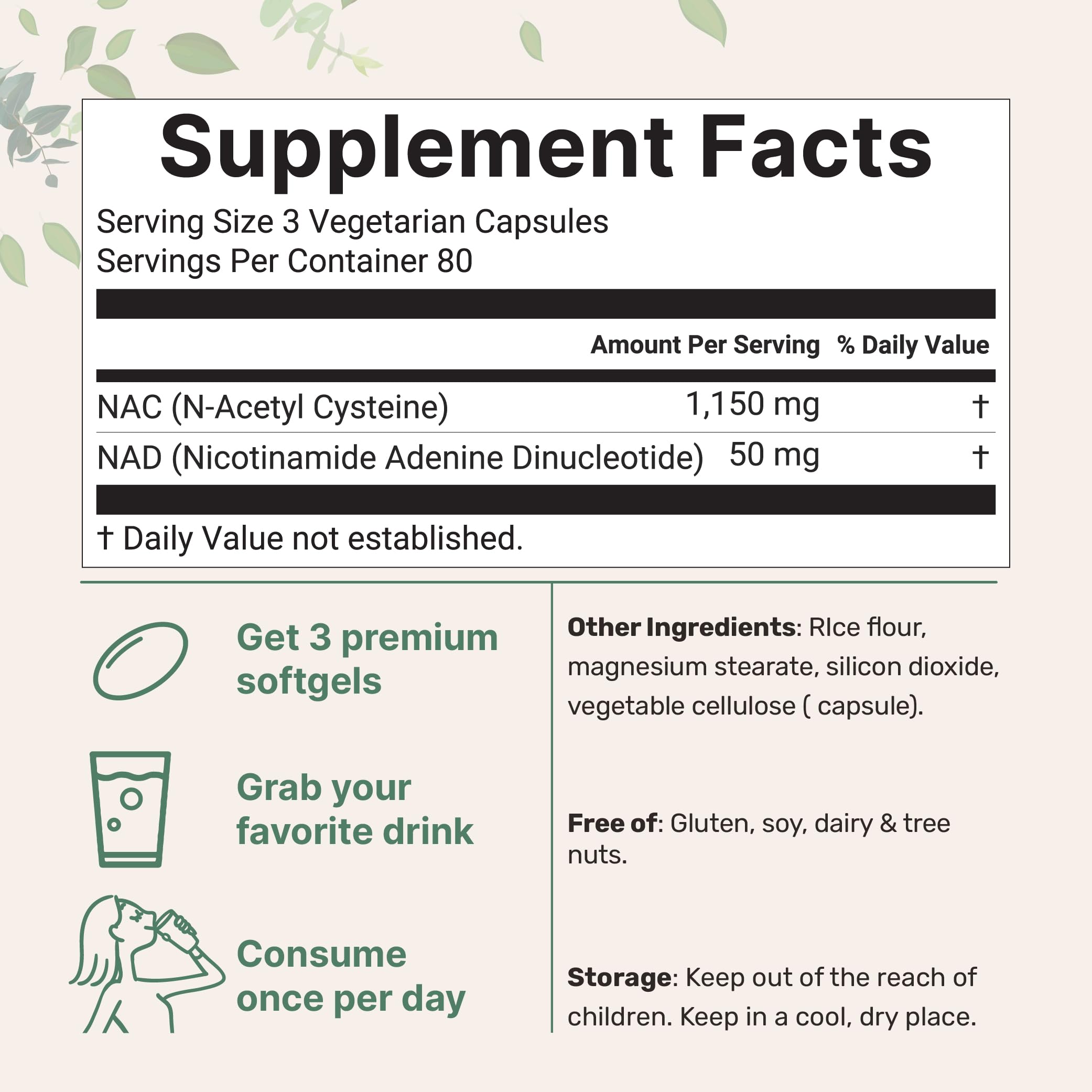 Micro Ingredients NAC with NAD+, 240 Vegetarian Capsules | 1,200 mg Per Serving | 2-in-1 N-Acetyl-L-Cysteine with Nicotinamide Adenine Dinucleotide Micro Ingredients uk supplements