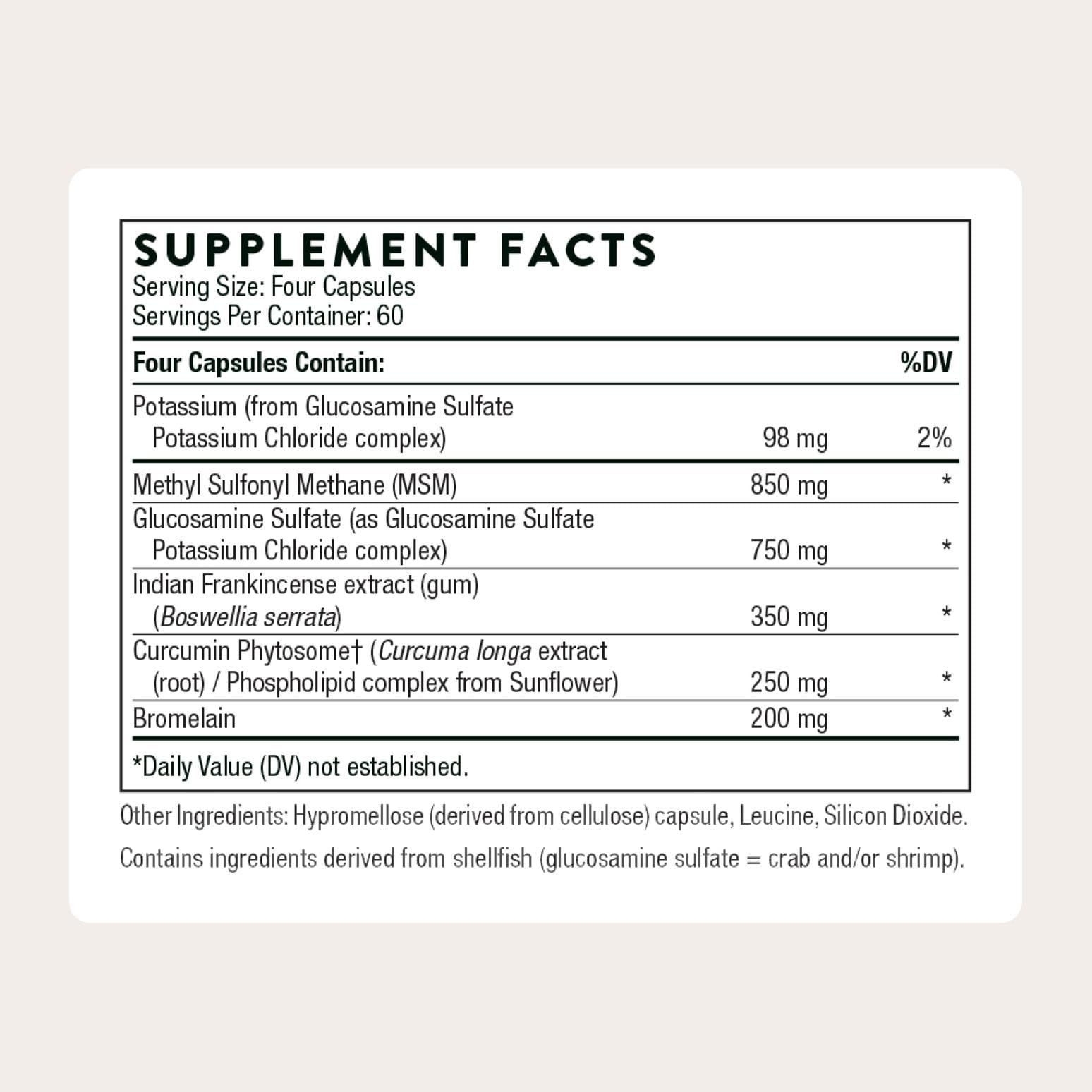 THORNE - Joint Support Nutrients - Formulated with Glucosamine, MSM, Curcumin, Bromelain, Boswellia & Potassium for Joint Support* - Third-Party Certified - Gluten, Dairy & Soy-Free - 240 Capsules THORNE uk supplements