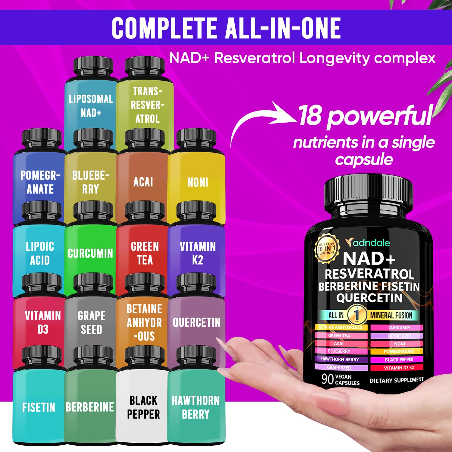 Adndale Liposomal NAD Supplement. Longevity Formula NMN Supplement Alternative. 90CT Advanced NAD+ Resveratrol Adndale uk supplements
