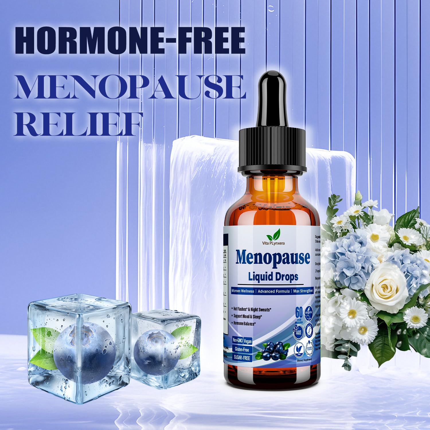 Menopause Supplements Liquid Drops, 8-in-1 Menopause Vitamin w. Black Cohosh, Ashwagandha, D3 B6 Multivitamin for Hot Flash, Night Sweats, Hormone Balance & Mood Support for Women Over 40 Vita PLynxera uk supplements