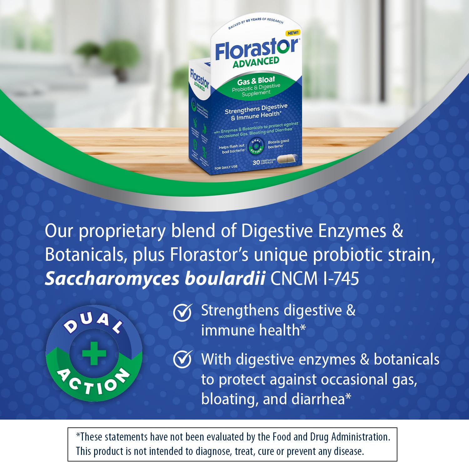 Florastor Advanced Gas and Bloat Probiotic, Digestive Enzymes and Botanicals, Plus Probiotics for Digestive Health, 30 Capsules Florastor uk supplements