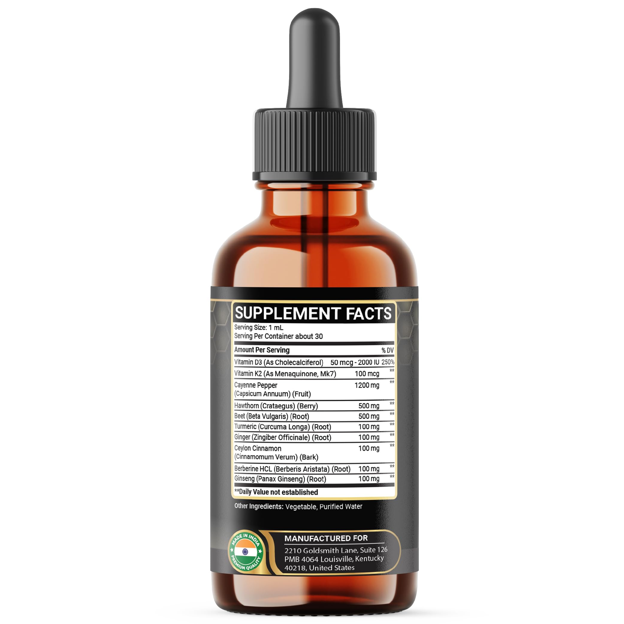 Penhoment 2 Packs - 2700 mg 10in1 Cayenne Pepper Liquid Drops with Hawthorn Berry, Vitamin D3 K2, Beet Root, Ginger Turmeric, Ginger, Ceylon Cinnamon, Berberine, and Ginseng - 2 Months Penhoment uk supplements