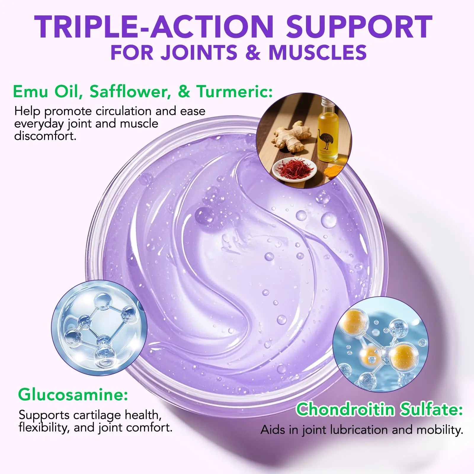 Joint Massage Purple Gel, Soothing Massage Cream for Joint Activities, Muscle, Knees, Lumbar, Neck, Back, Hands/Feet, Light-Weight & Easliy Spread for Post-Workout, Long-time Sitting|3.53Oz chenyayun uk supplements