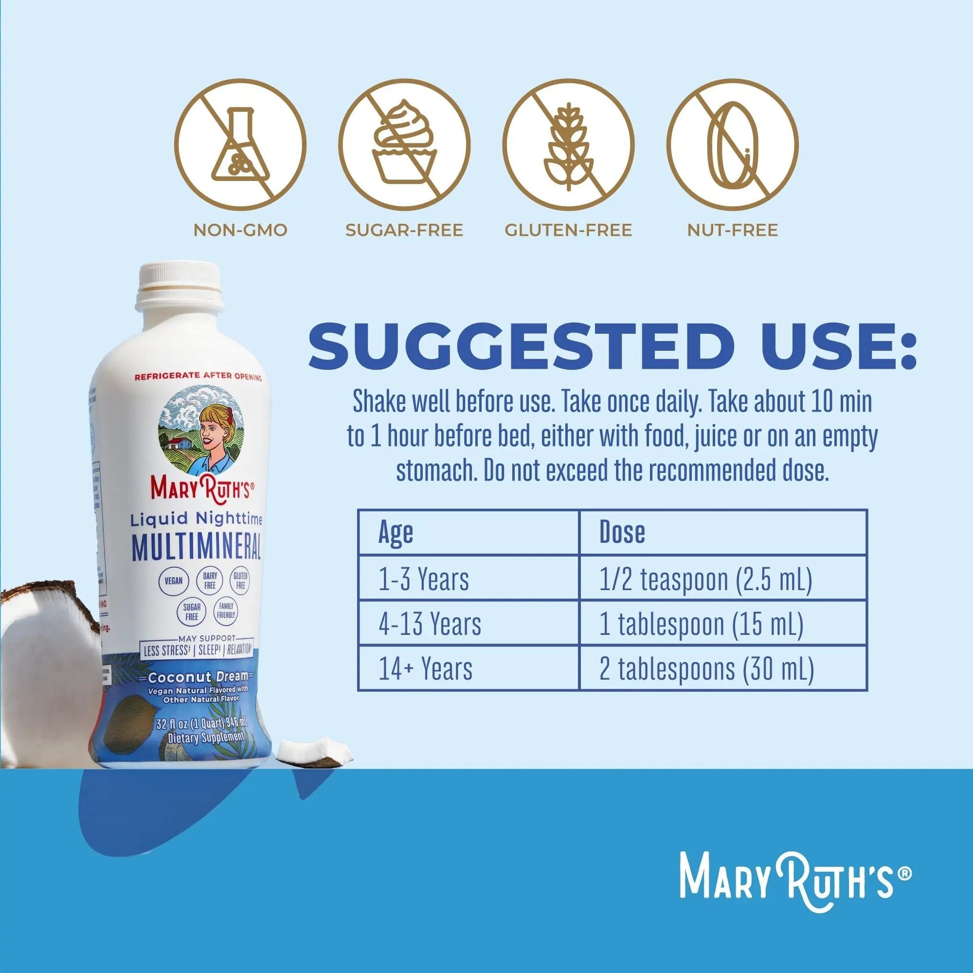 MaryRuth's Multivitamin Gummies for Women (Cherry & Raspberry) & Liquid Nighttime Multimineral Coconut (32oz) | Clean Label Project Verified MARYRUTH'S uk supplements