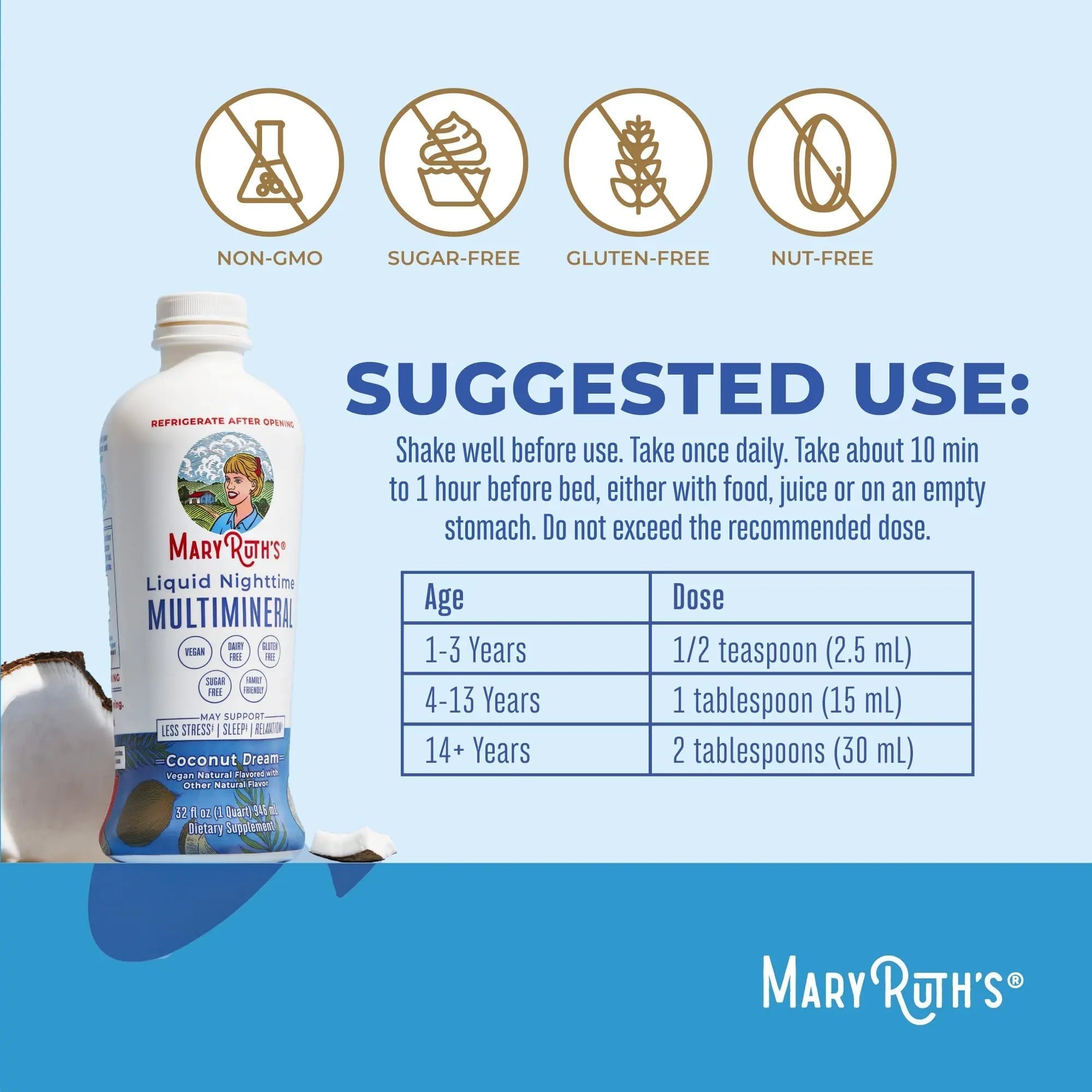 MaryRuth's Multivitamin Gummies for Women (Cherry & Raspberry) & Liquid Nighttime Multimineral Coconut (32oz) | Clean Label Project Verified MARYRUTH'S uk supplements