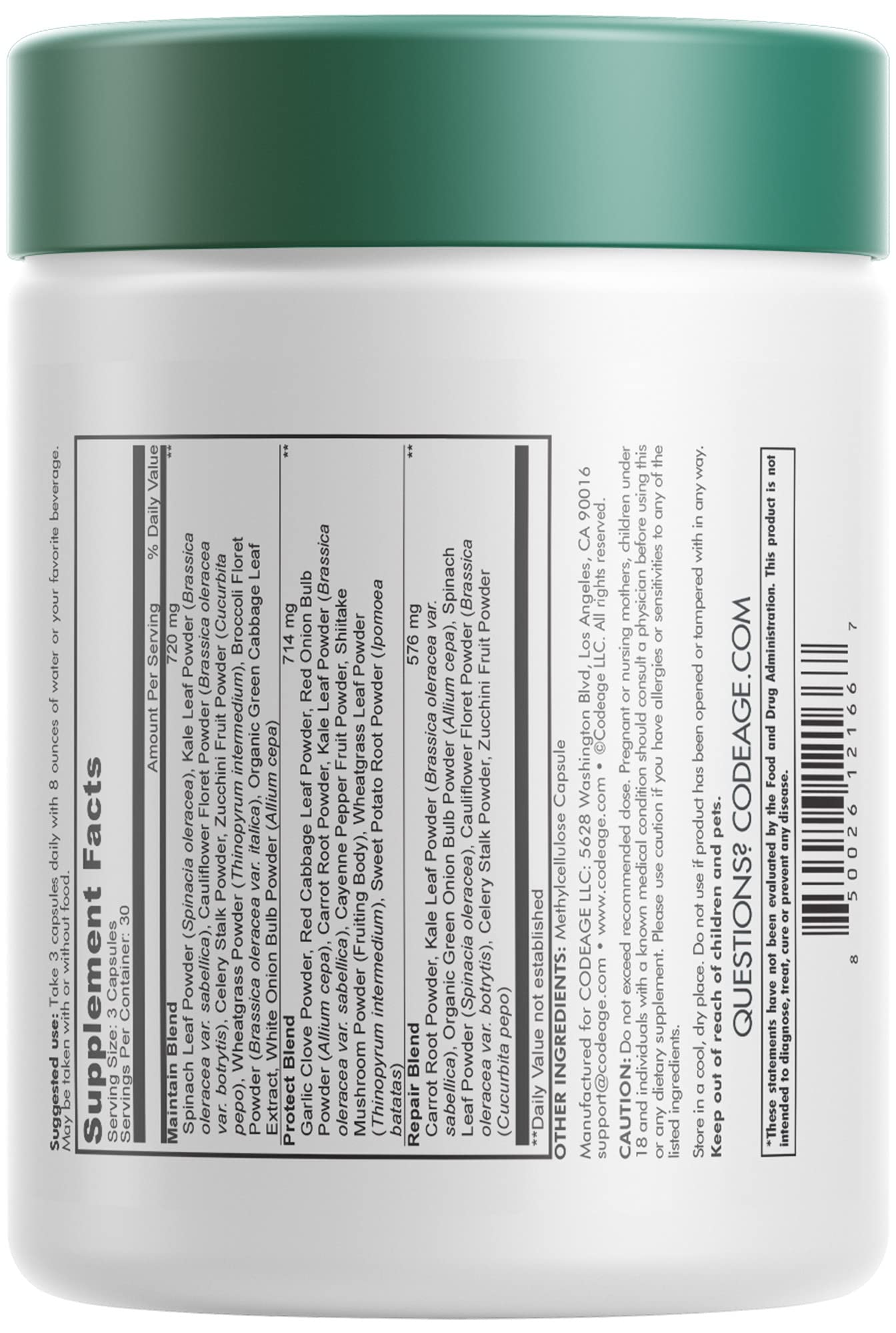 Codeage Instantfood Easy Veggies, Over 15 Vegetable Powders Equivalent All-in-One, Daily Vegan Blend, Whole Food Greens Vitamins Supplement Capsules, Phytonutrients Multivitamin, Non-GMO, 90 Capsules Codeage uk supplements