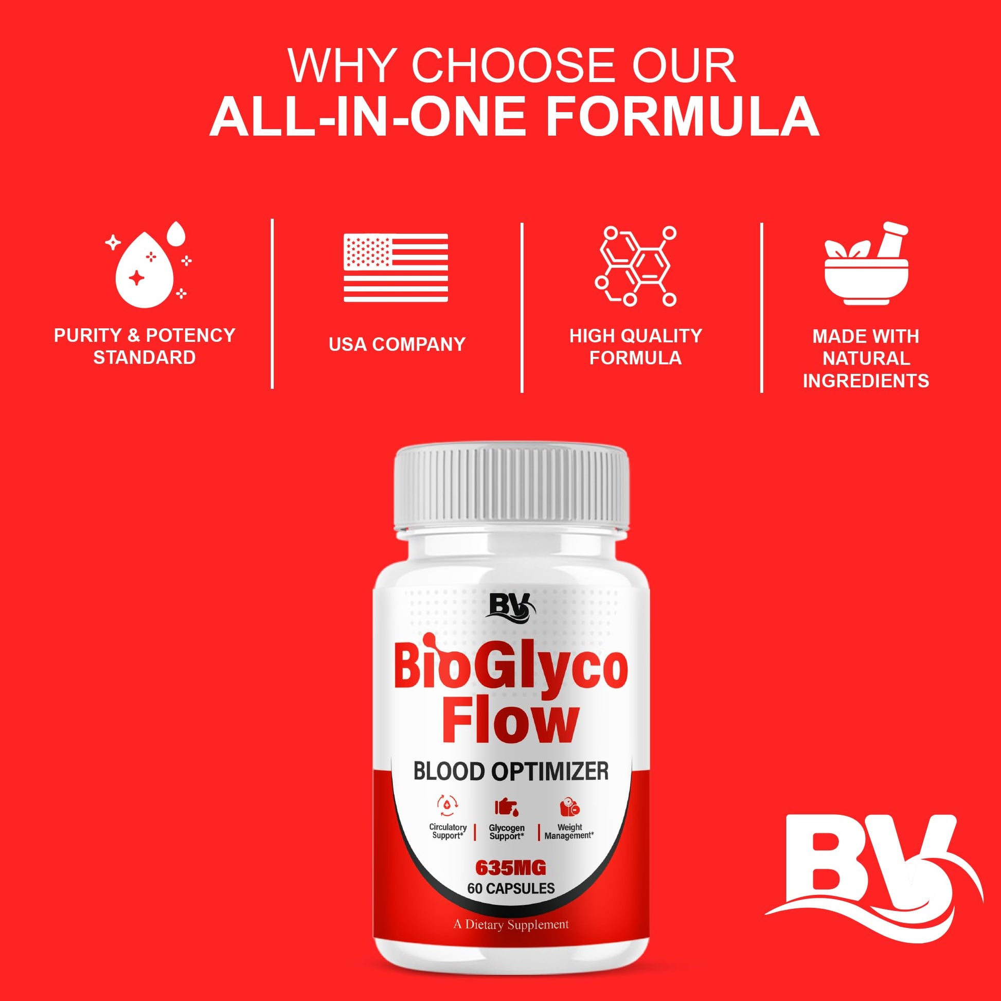 BioGlyco Flow Advanced Daily Multivitamin Health Support and All Natural Wellness Supplement Formula, BioGlyco Flow Premium Health and Wellness Support Formula Supplement (1 Pack - 60 Capsules) BLUE VIBE uk supplements