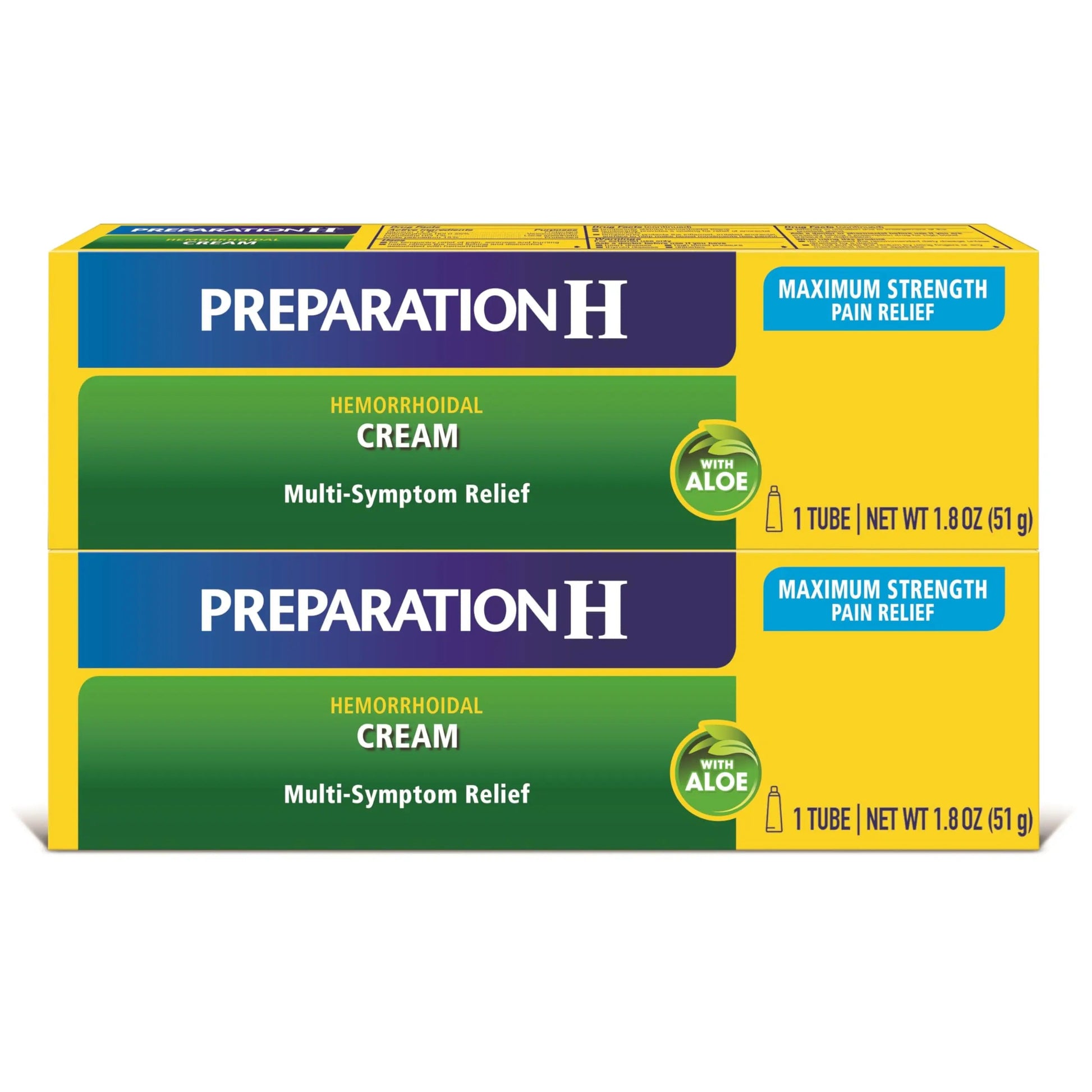 Preparation H Hemorrhoid Symptom Treatment Cream (2 x 1.8 Ounce Tube), Maximum Strength Multi-Symptom Pain Relief with Aloe Preparation H uk supplements