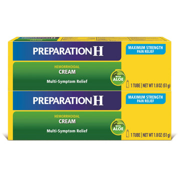 Preparation H Hemorrhoid Symptom Treatment Cream (2 x 1.8 Ounce Tube), Maximum Strength Multi-Symptom Pain Relief with Aloe Preparation H uk supplements