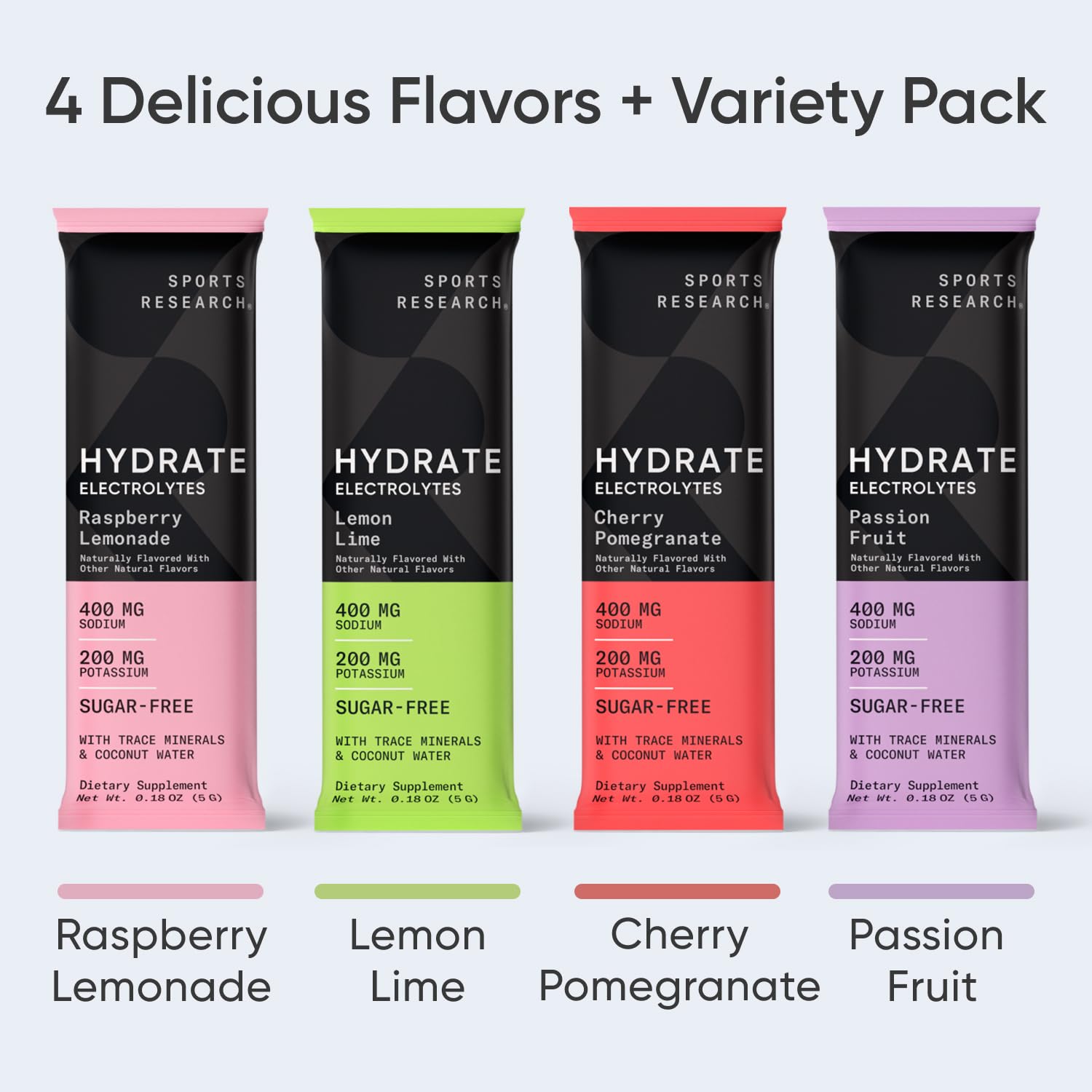 Sports Research Hydrate Electrolytes Powder Packets - Sugar-Free & Naturally Flavored Sports Research uk supplements