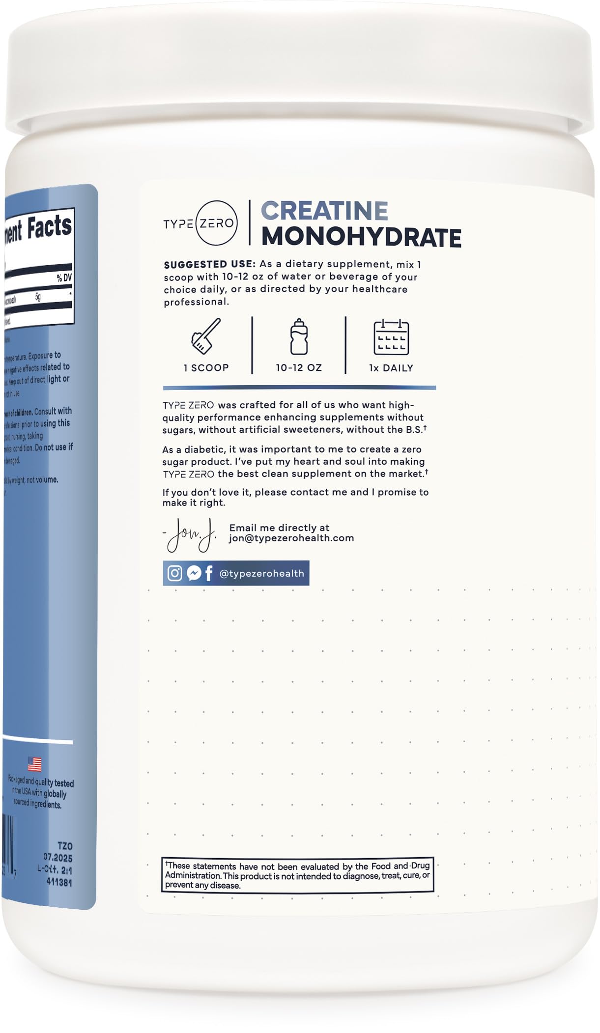 Type Zero Creatine Monohydrate Powder (Unflavored | 500g), 5000 mg Per Serving, Micronized, Zero Sugar, Keto Friendly & Gluten Free, 100 Servings Type Zero uk supplements