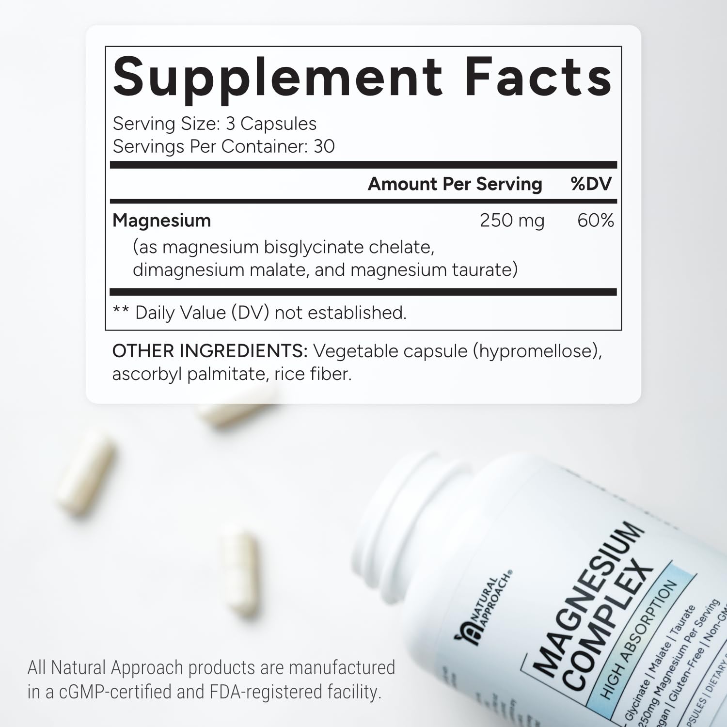 High Absorption Magnesium Complex with Glycinate, Malate & Taurate - Premium Magnesium Supplement for Sleep, Relaxation, Leg Cramps & Stress Relief - 100% Chelated & Easy On The Gut - 90 Capsules Natural Approach uk supplements