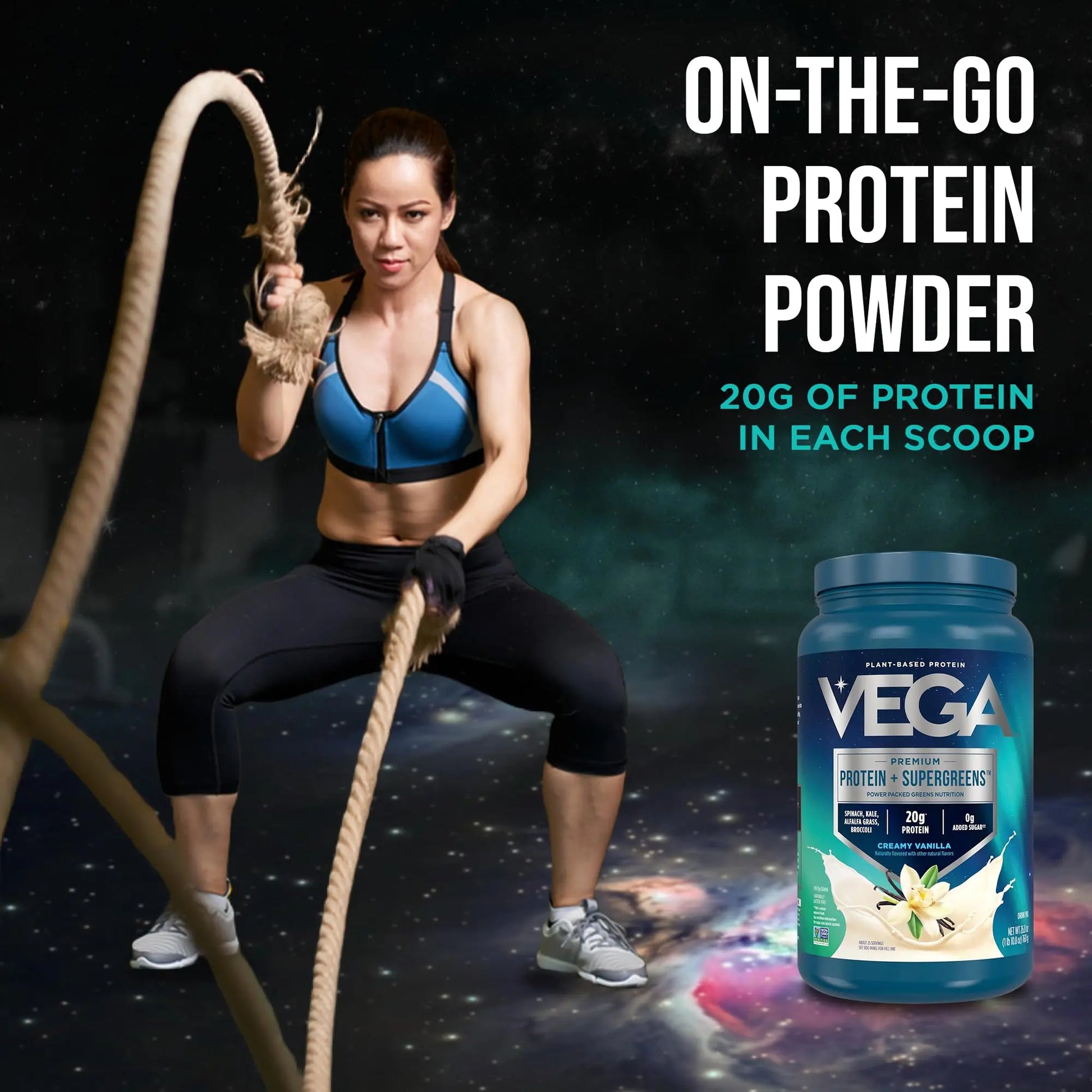 Vega Premium Protein + Supergreens, Creamy Vanilla – 20g Vegan Protein, Dairy & Gluten Free, 26.9 oz (25 Servings) Vega uk supplements