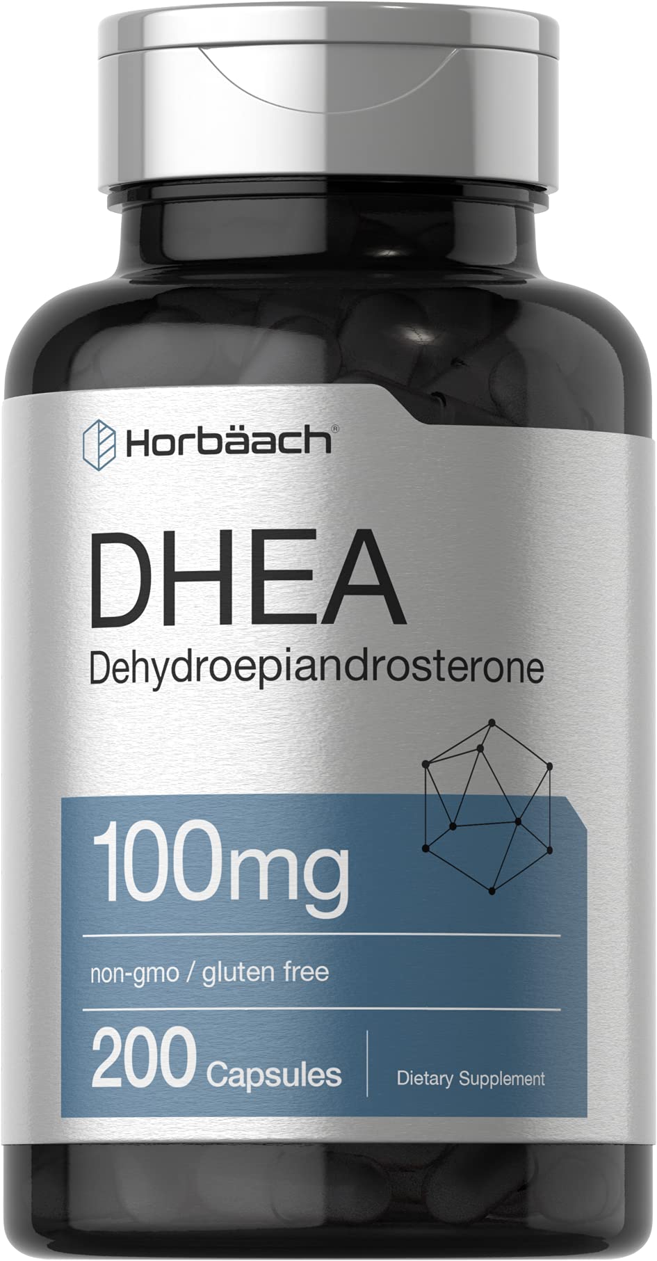 Horbäach DHEA 100mg | 200 Capsules | Supplement for Men and Women | Non-GMO, Gluten Free Horbäach uk supplements