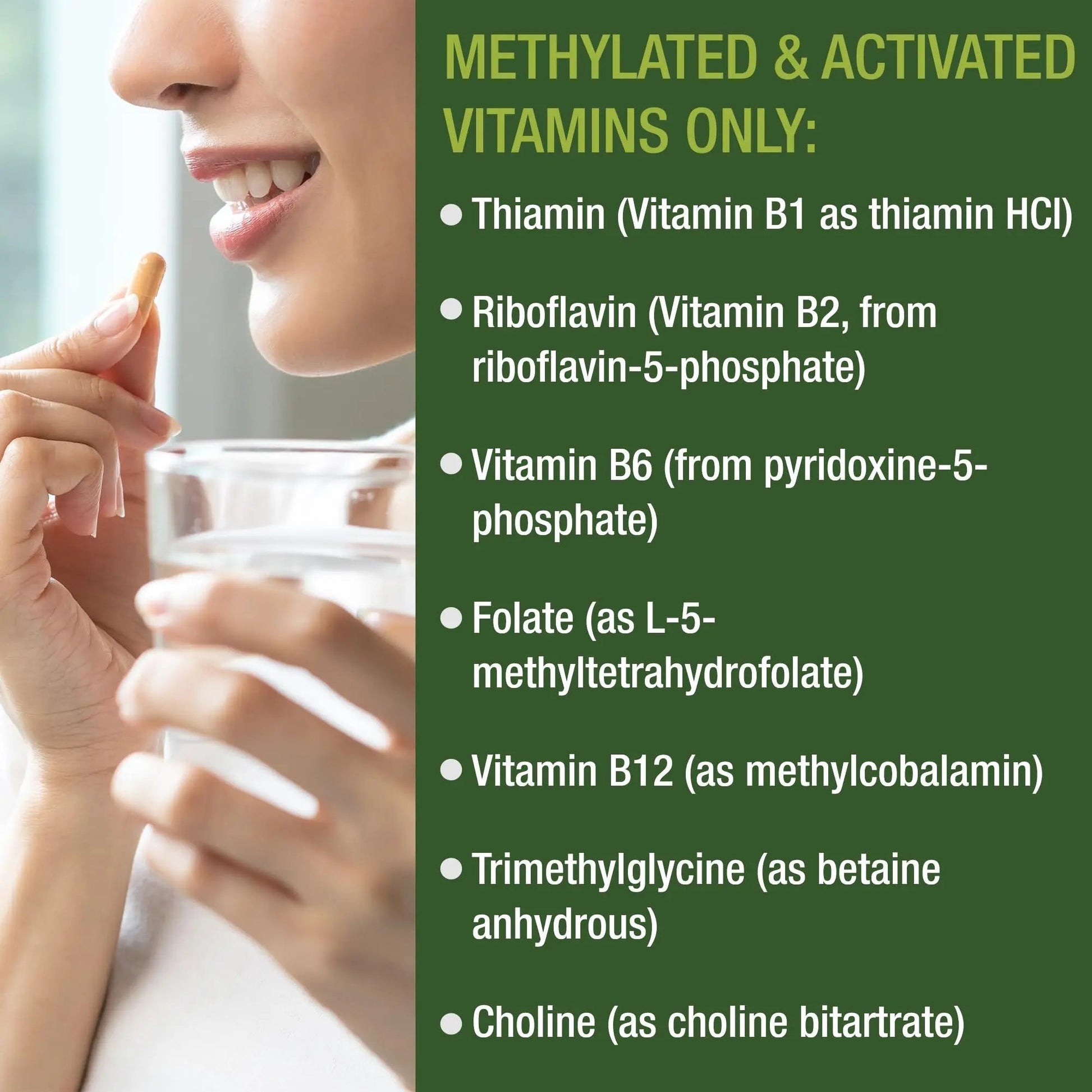 Methylated Multivitamin + Methylated B Complex Supplement. With Trimethylglycine (TMG), L Methylfolate, Methyl B12 + B1 + B2 + B6 Vitamins + Choline Peak Performance uk supplements