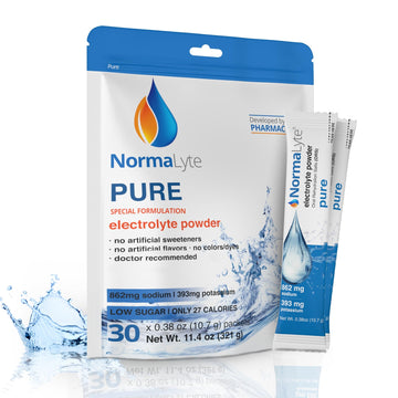 NormaLyte Pure Unflavored | Electrolyte Powder Packets | Sodium & Potassium Hydration Drink Mix | 30 Count | No Dyes, No Stevia NormaLyte uk supplements