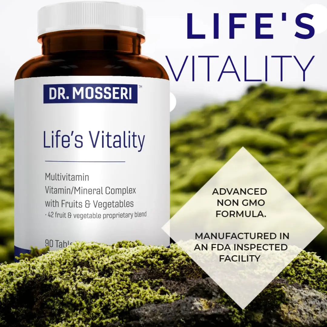 DR. MOSSERI Life's Vitality Vegan Multivitamin for Men & Women – Non-GMO Formula with 42 Fruits and Vegetables, Daily Multivitamin and Mineral Complex DR. MOSSERI uk supplements