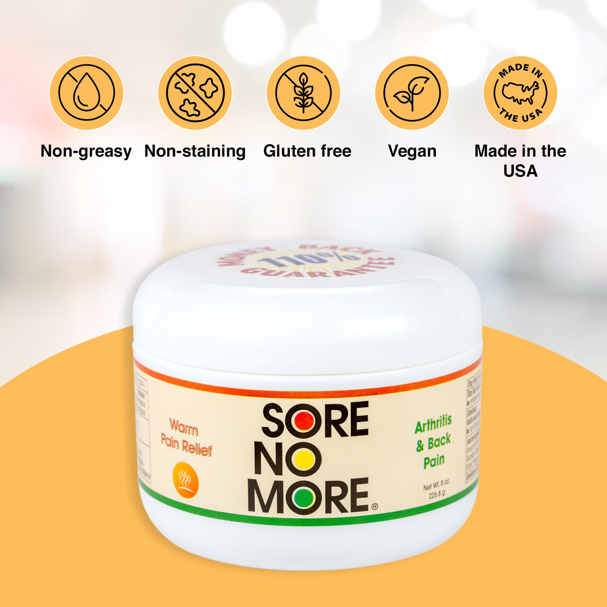 Sore No More Warm Arthritis Pain Relief Cream – Targeted Reliever for Back, Neck, Hands & Feet – Soothing & Fast-Acting Formula for Aches and Pains – Non-Greasy with Orange Aroma – 8 oz Sore No More uk supplements