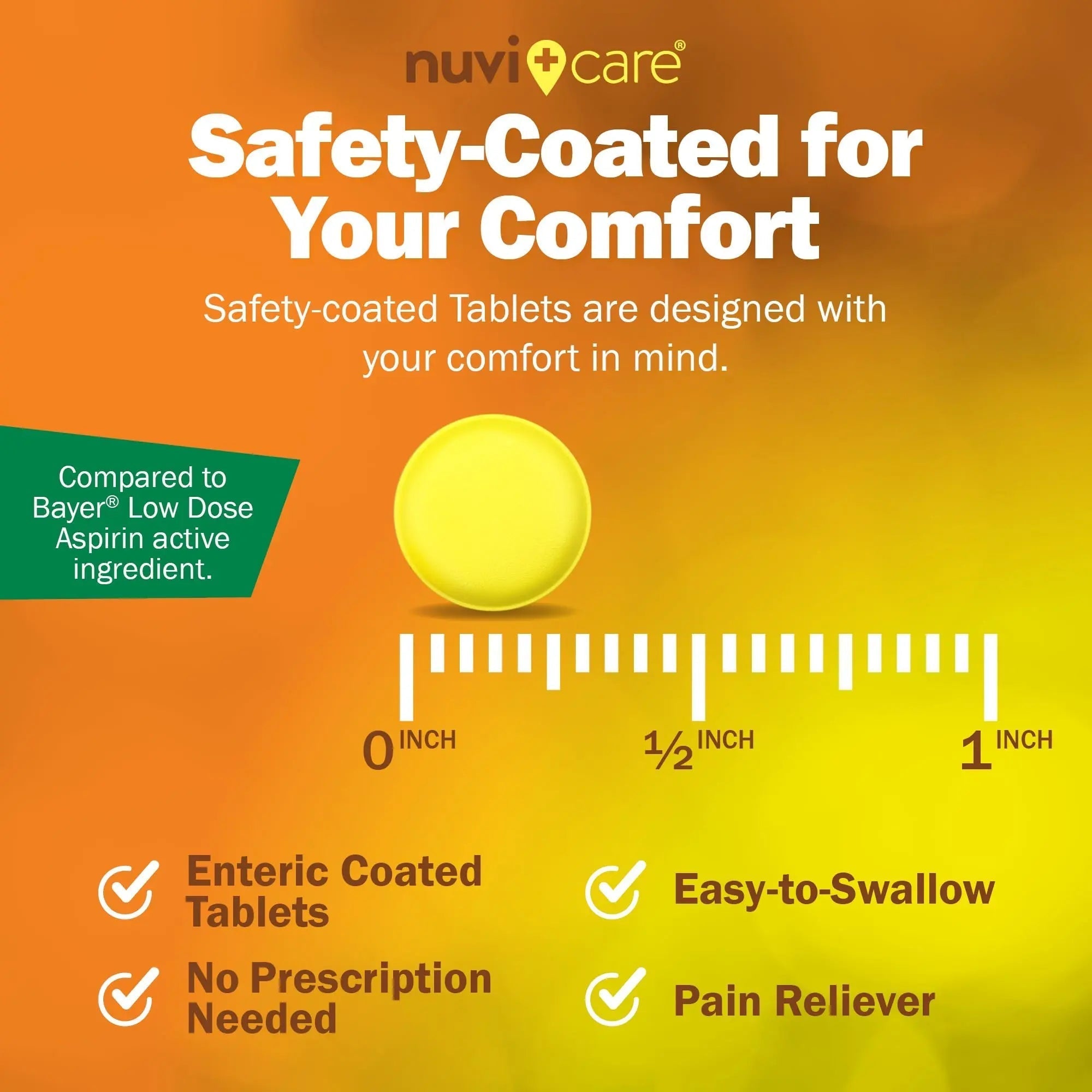 NUVICARE Low Dose Aspirin 81mg for Adults Coated Caplets - Compare to Active Ingredient in Low Dose Bayer Aspirin for Adults - Safety Coated (300 Count) NUVICARE uk supplements