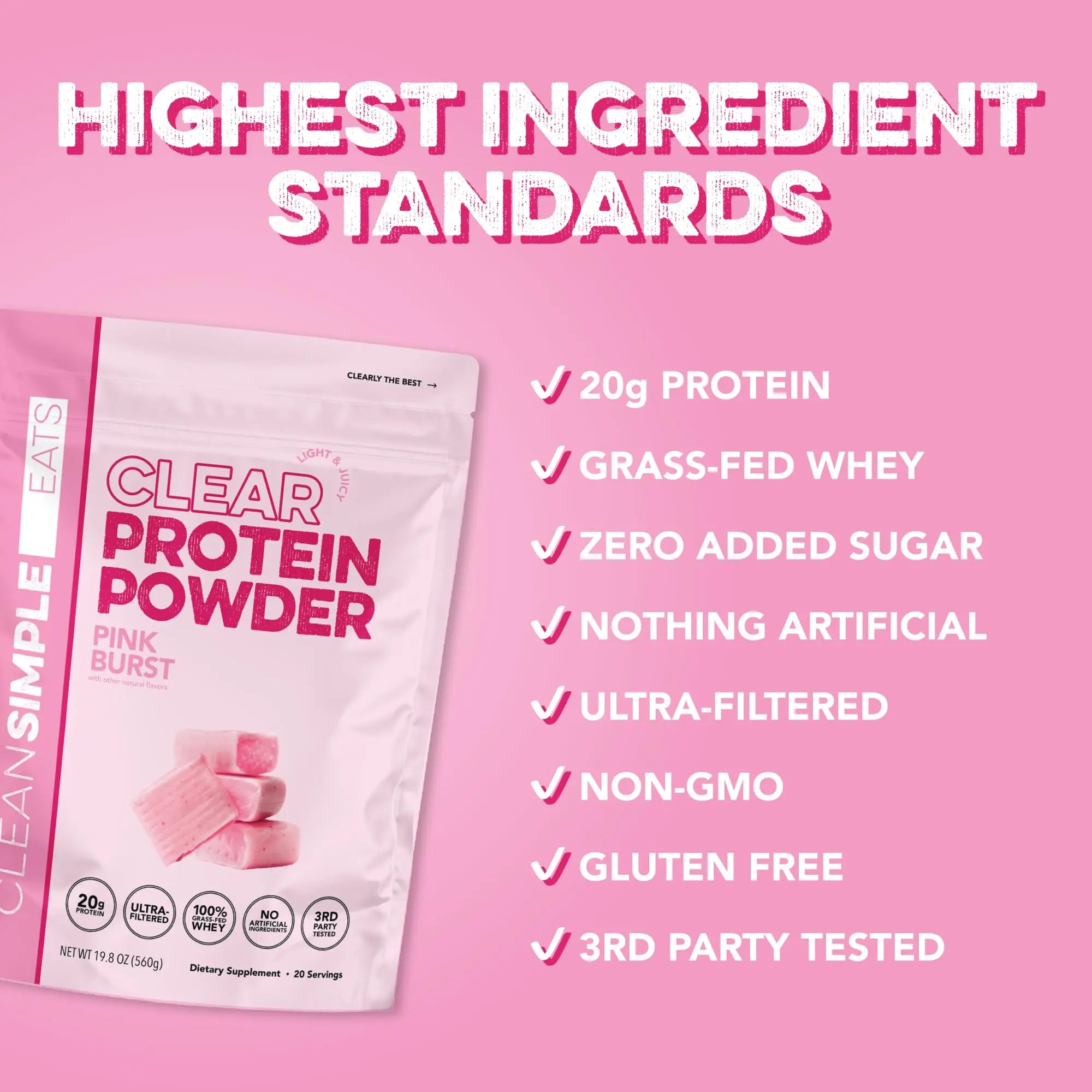 Clean Simple Eats Clear Protein Drinks, 20G Grass Fed Whey Protein Isolate, Ultra Filtered, Light & Refreshing Beverage, Low Lactose, No Artificial Ingredients, Clean Simple Eats uk supplements